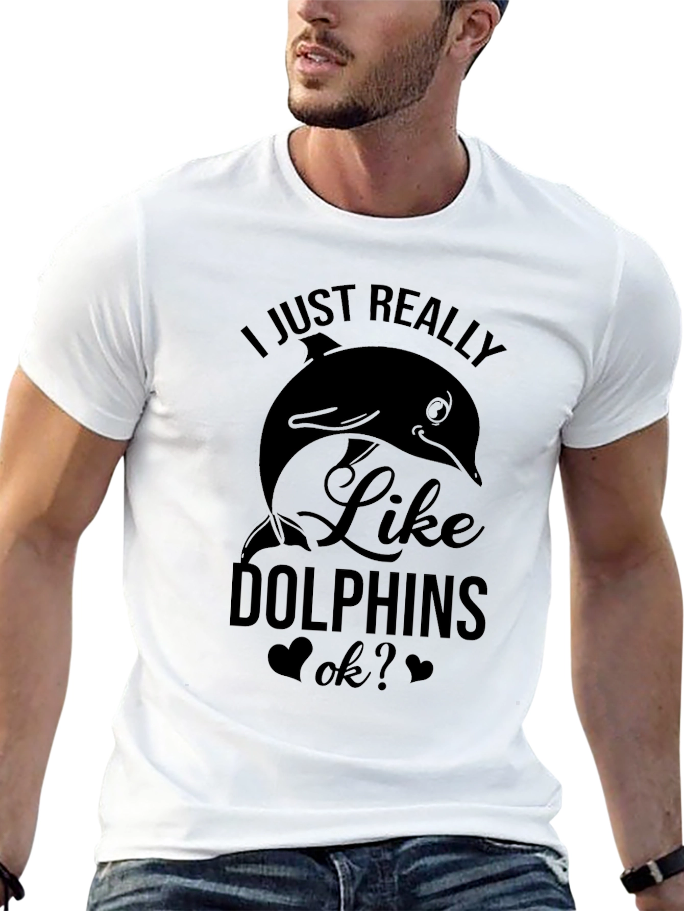 Black I Just Really Like Dolphins T-Shirt view 13