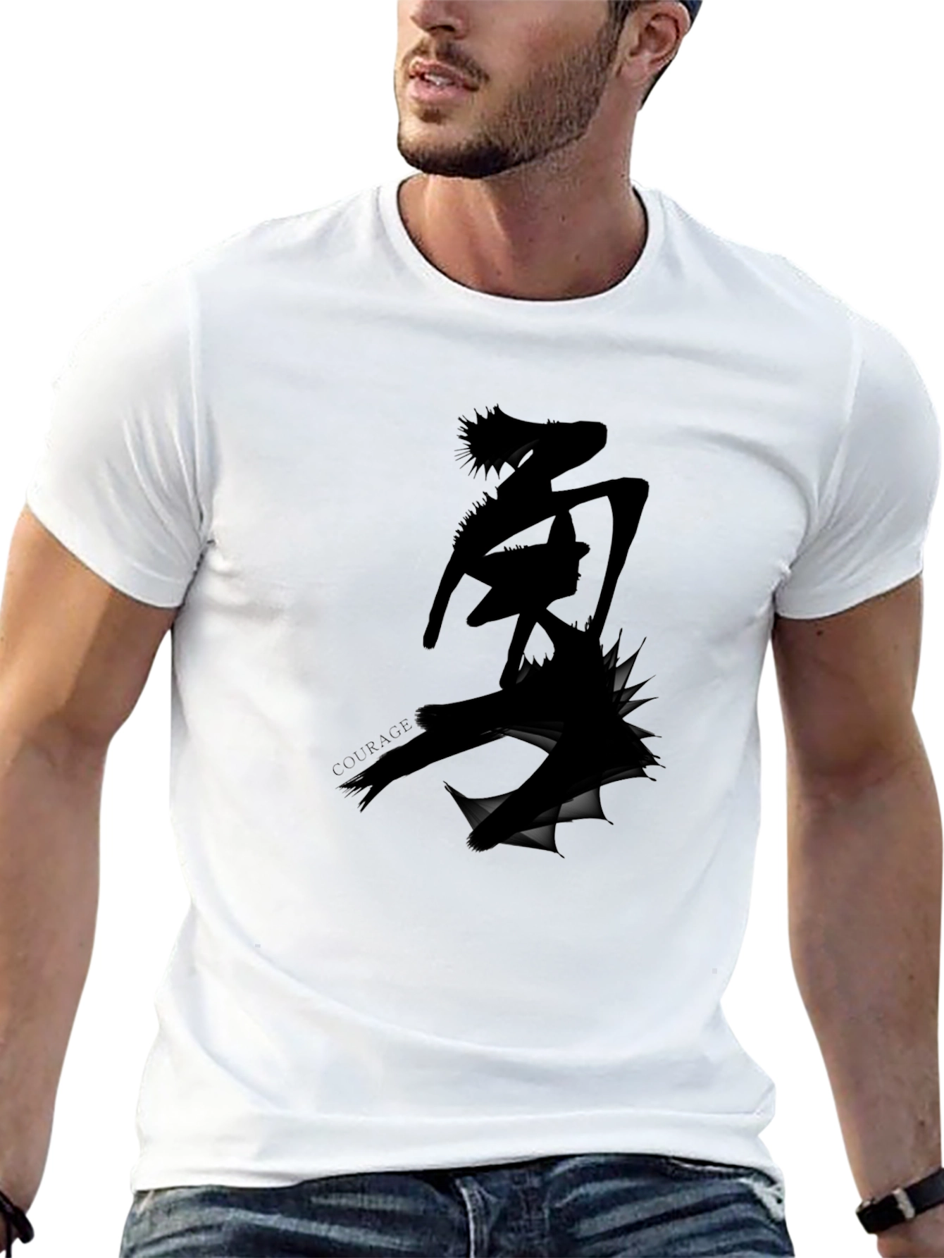 Black Edgy Graphic Tee - Ripped Anime Design view 13
