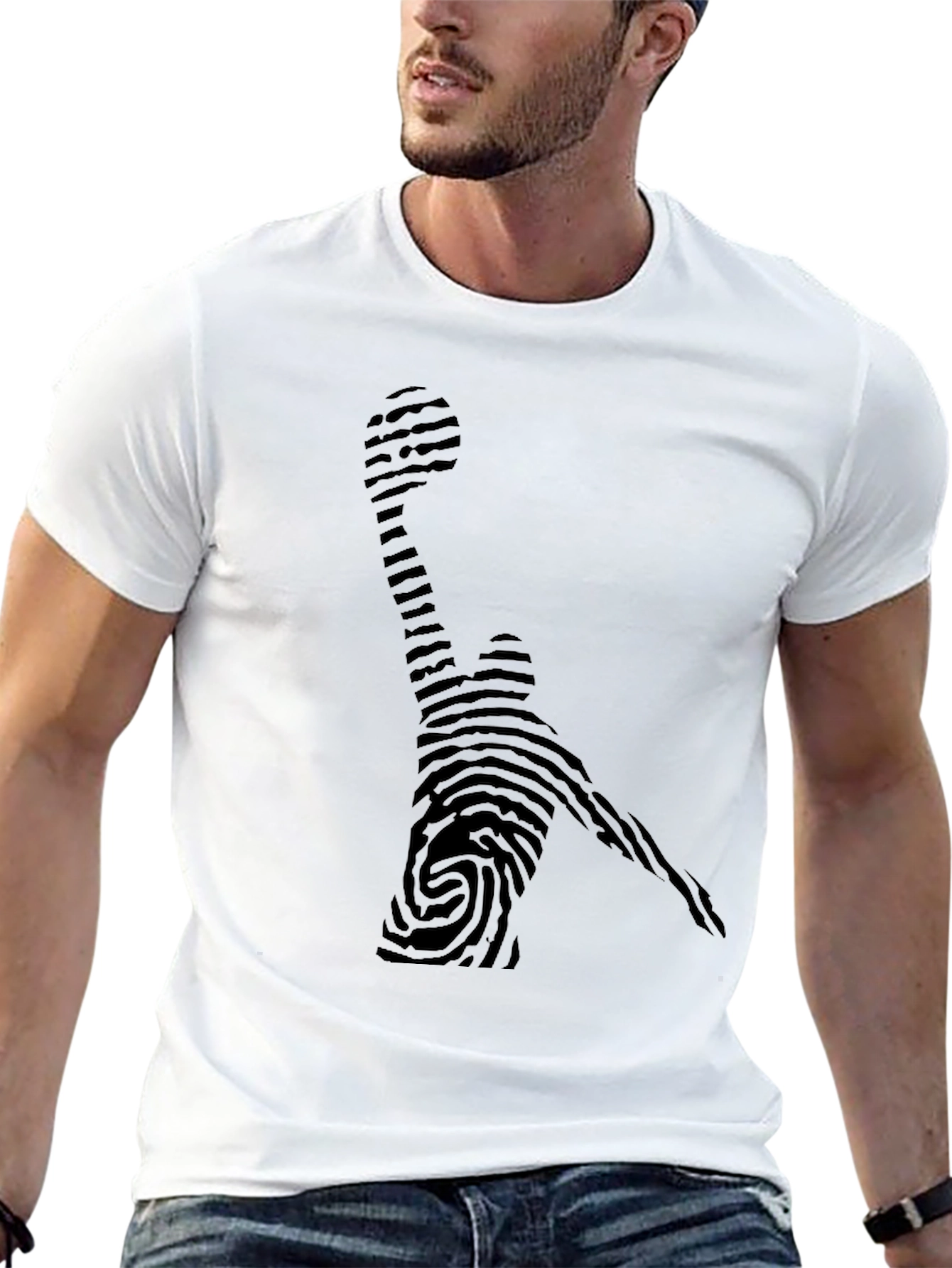 Black Fingerprint Basketball Player Black Tee view 13
