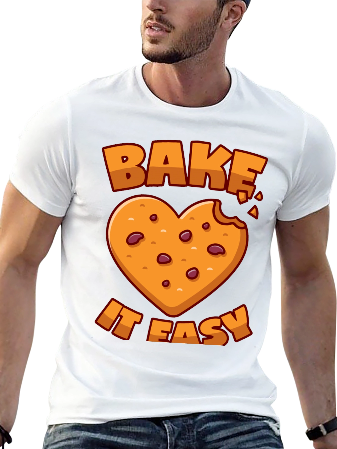 Black Bake It Easy T-Shirt Cookie Heart Graphic Tee view 13
