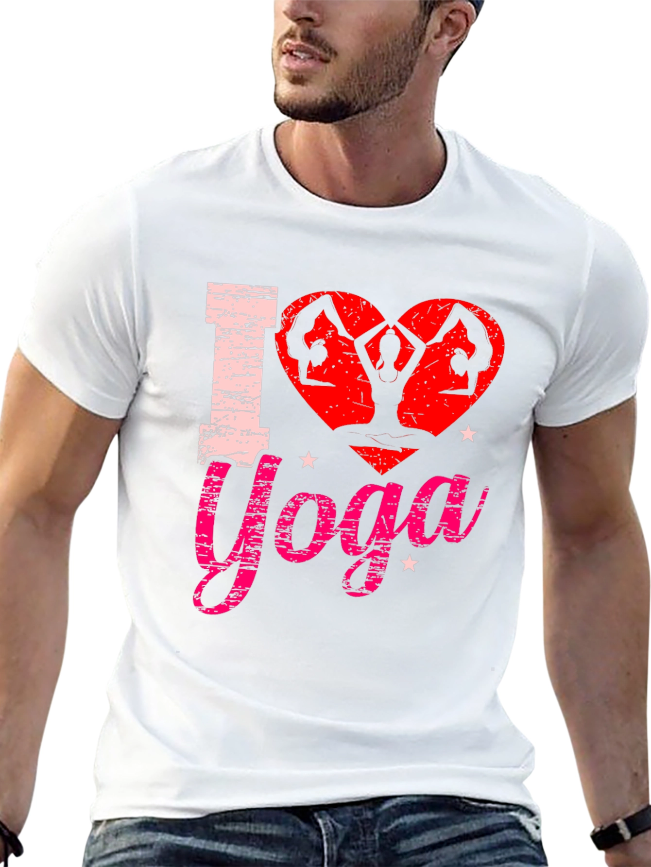 Black I Love Yoga Graphic Tee Shirt - Black Cotton Blend view 13