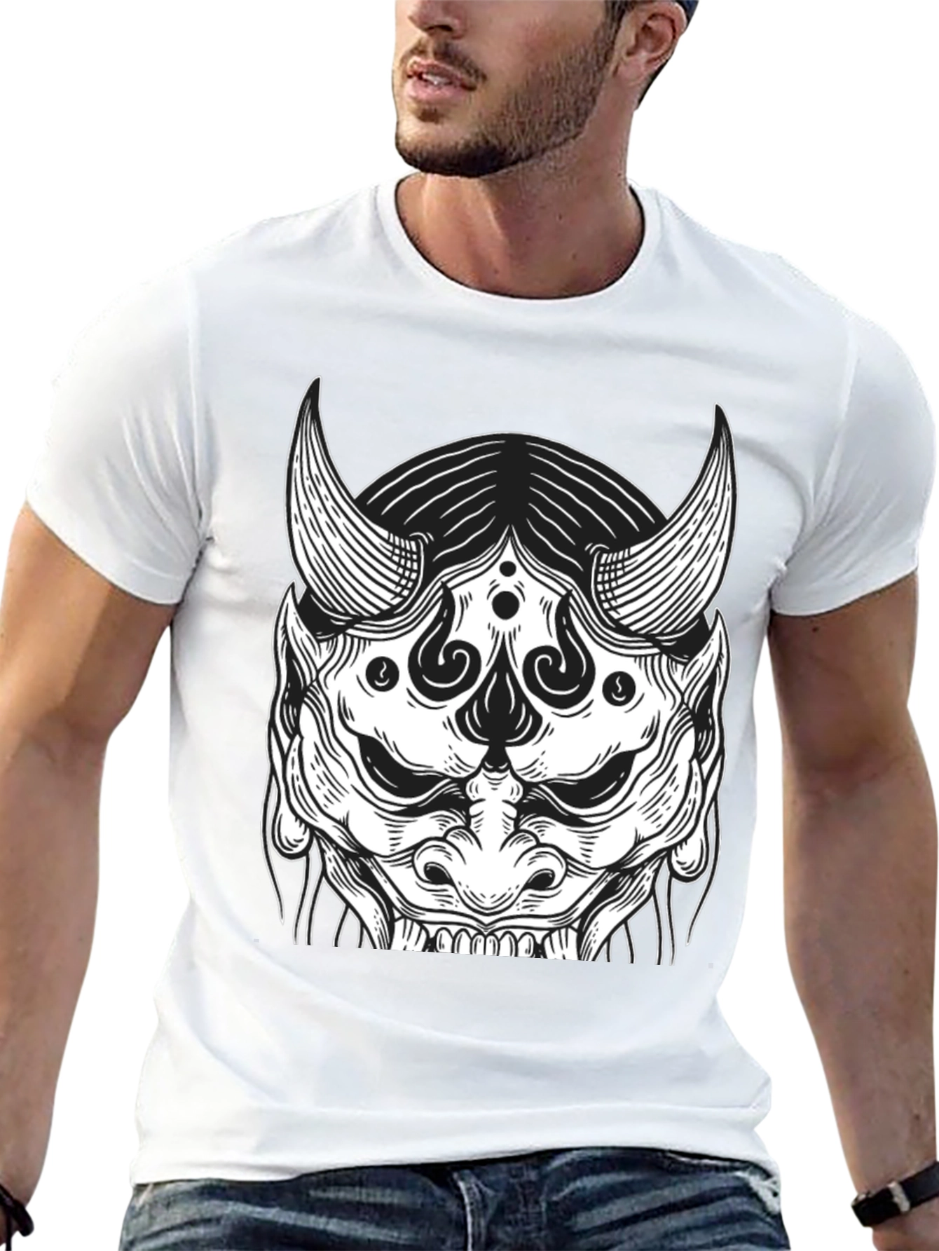 Black Black Oni Mask Graphic Tee view 13