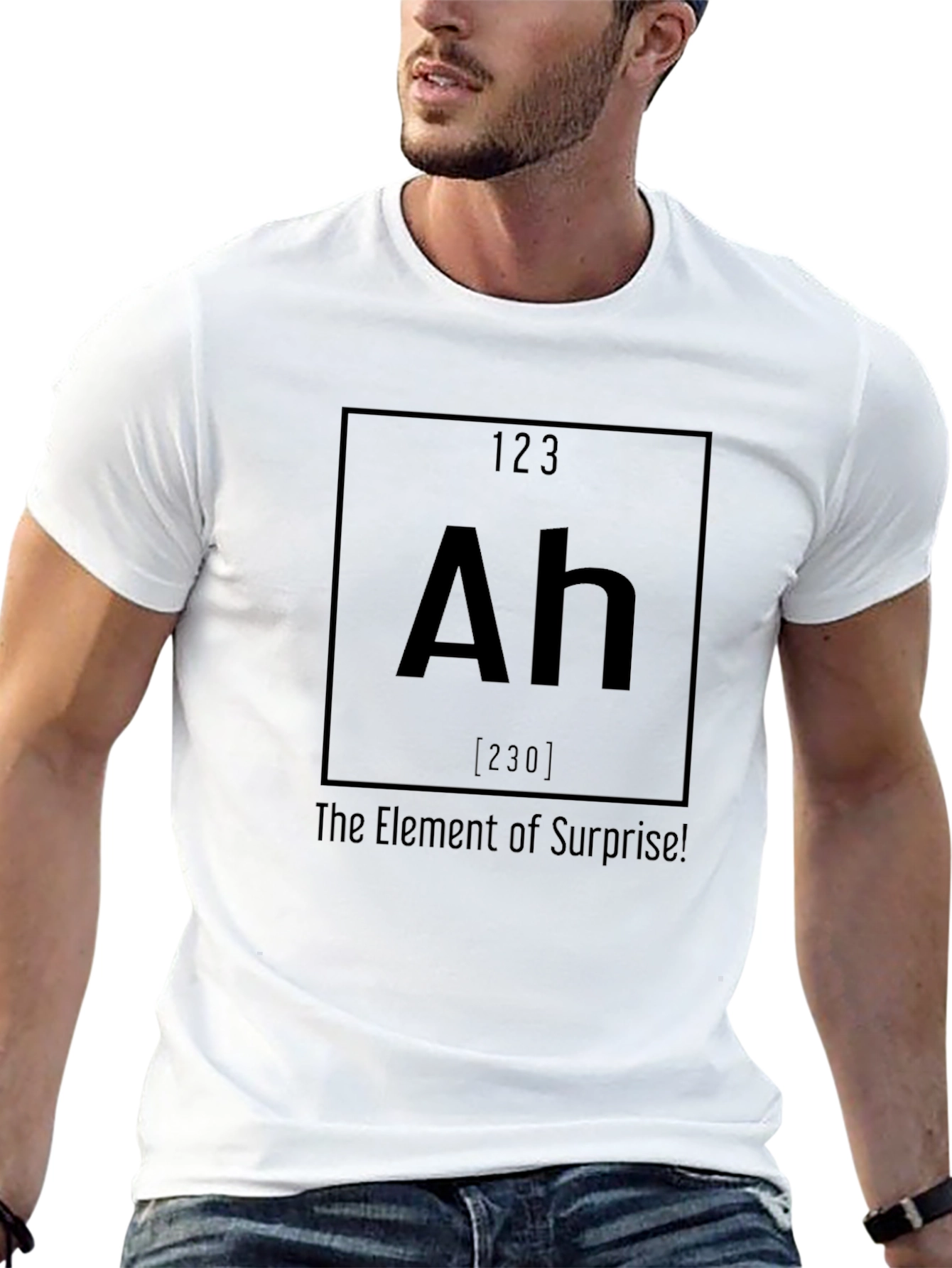 Black Ah The Element of Surprise! Graphic T-Shirt view 13
