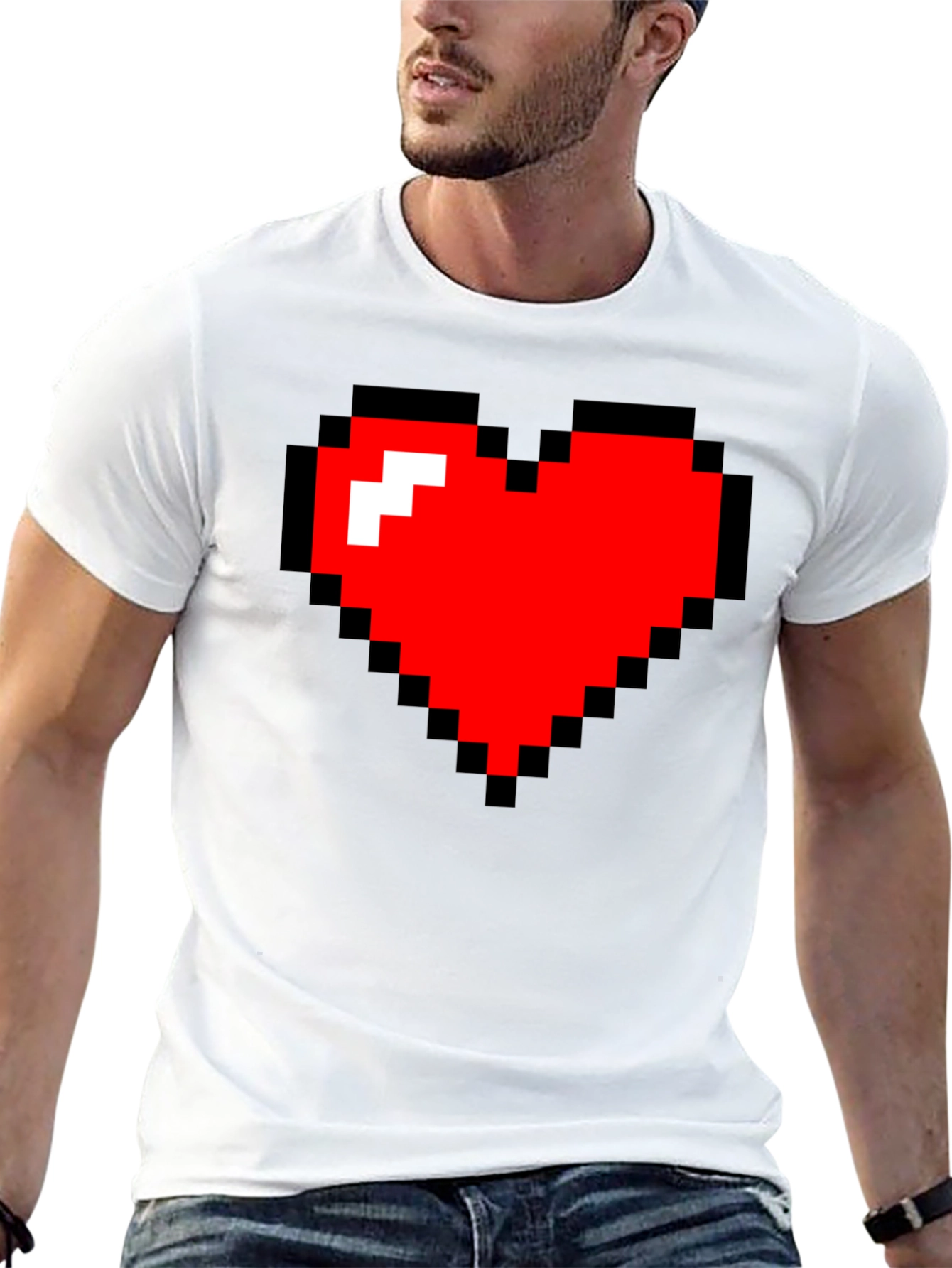 Black Pixel Heart Black Tee - Gamer Style view 13