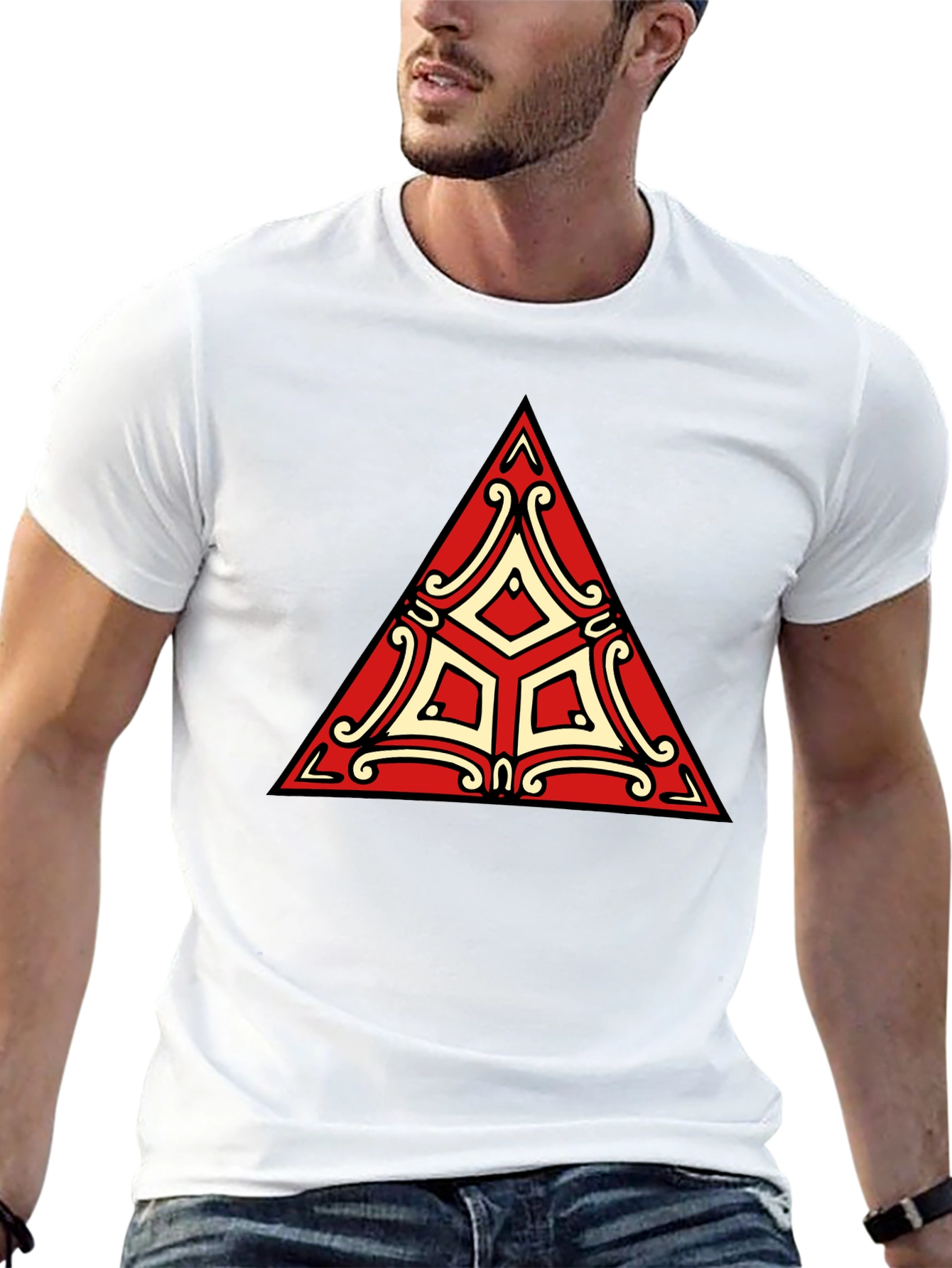 Black Geometric Triangle T-Shirt - Modern Design view 13