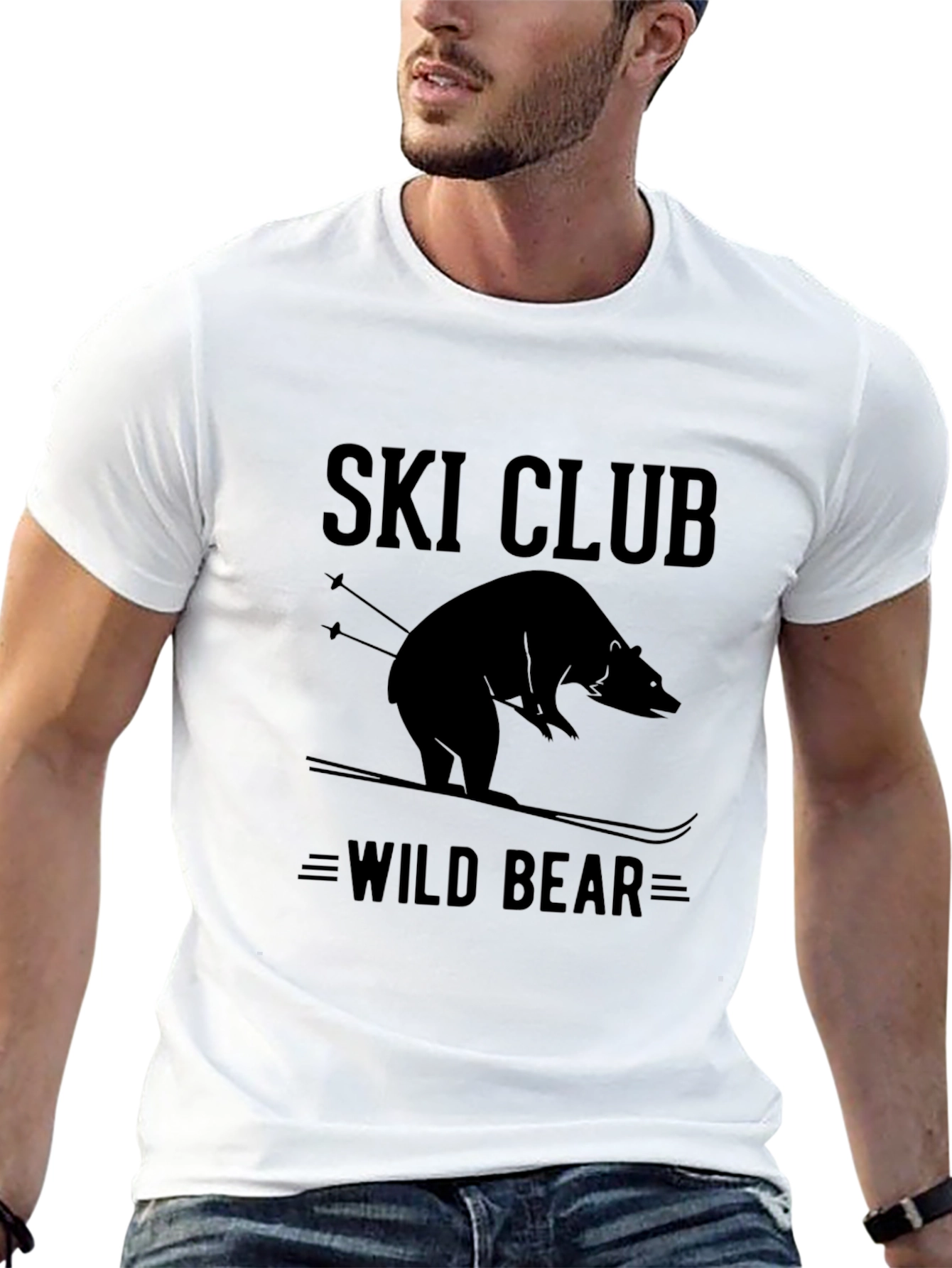 Black Ski Club Wild Bear Graphic T-Shirt - Black view 13