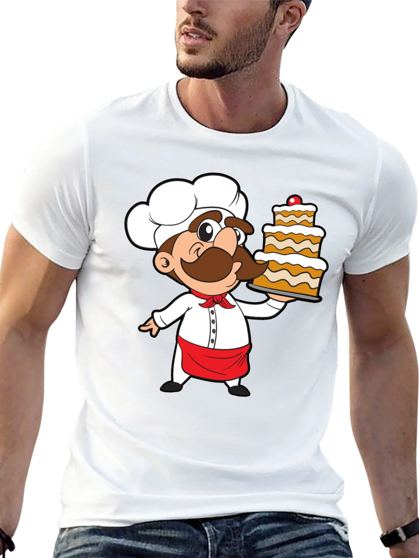 Black Chef Cartoon Graphic Print T-Shirt view 13