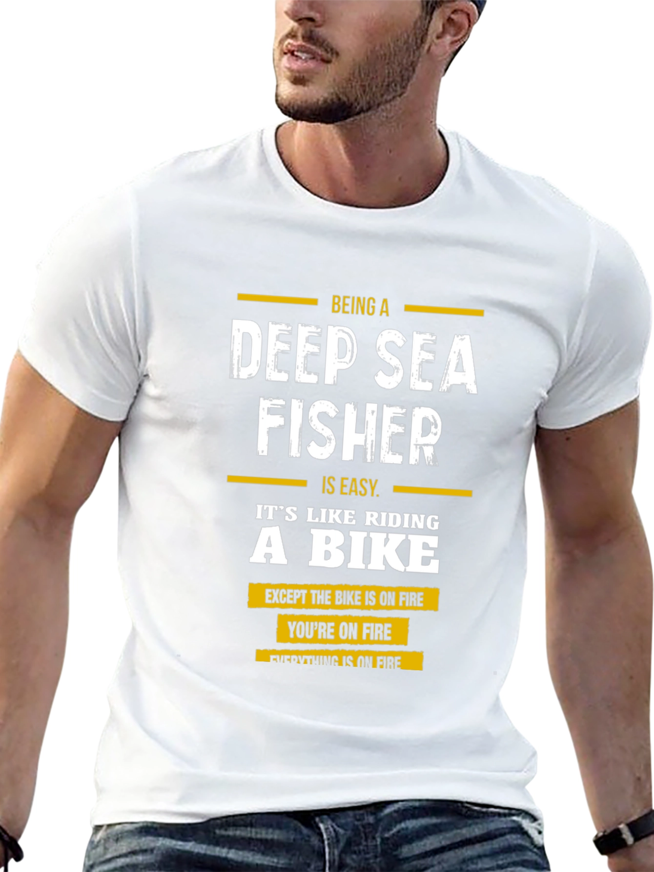 Black Deep Sea Fisher Funny T-Shirt view 13