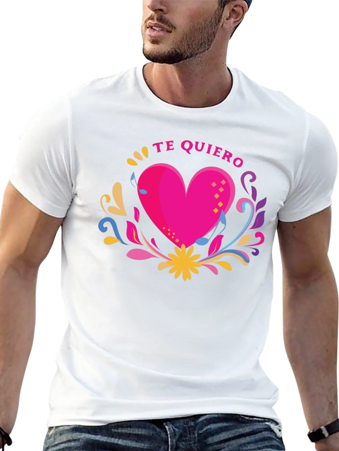 Black Te Quiero Heart Graphic Black T-Shirt view 13