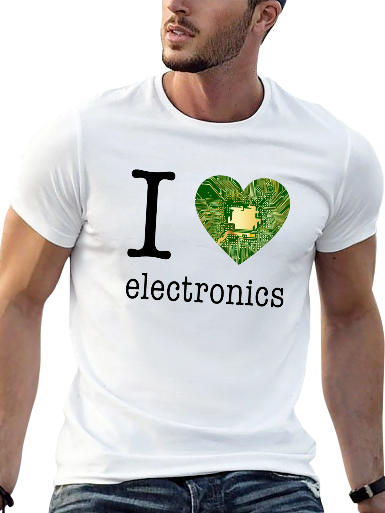 Black I Heart Electronics T-Shirt - Circuit Board Design view 13