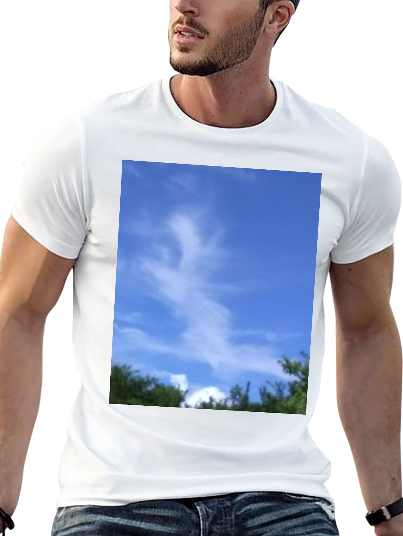 Black Sky Cloud Nature Graphic Tee - Black Unisex T-Shirt view 13