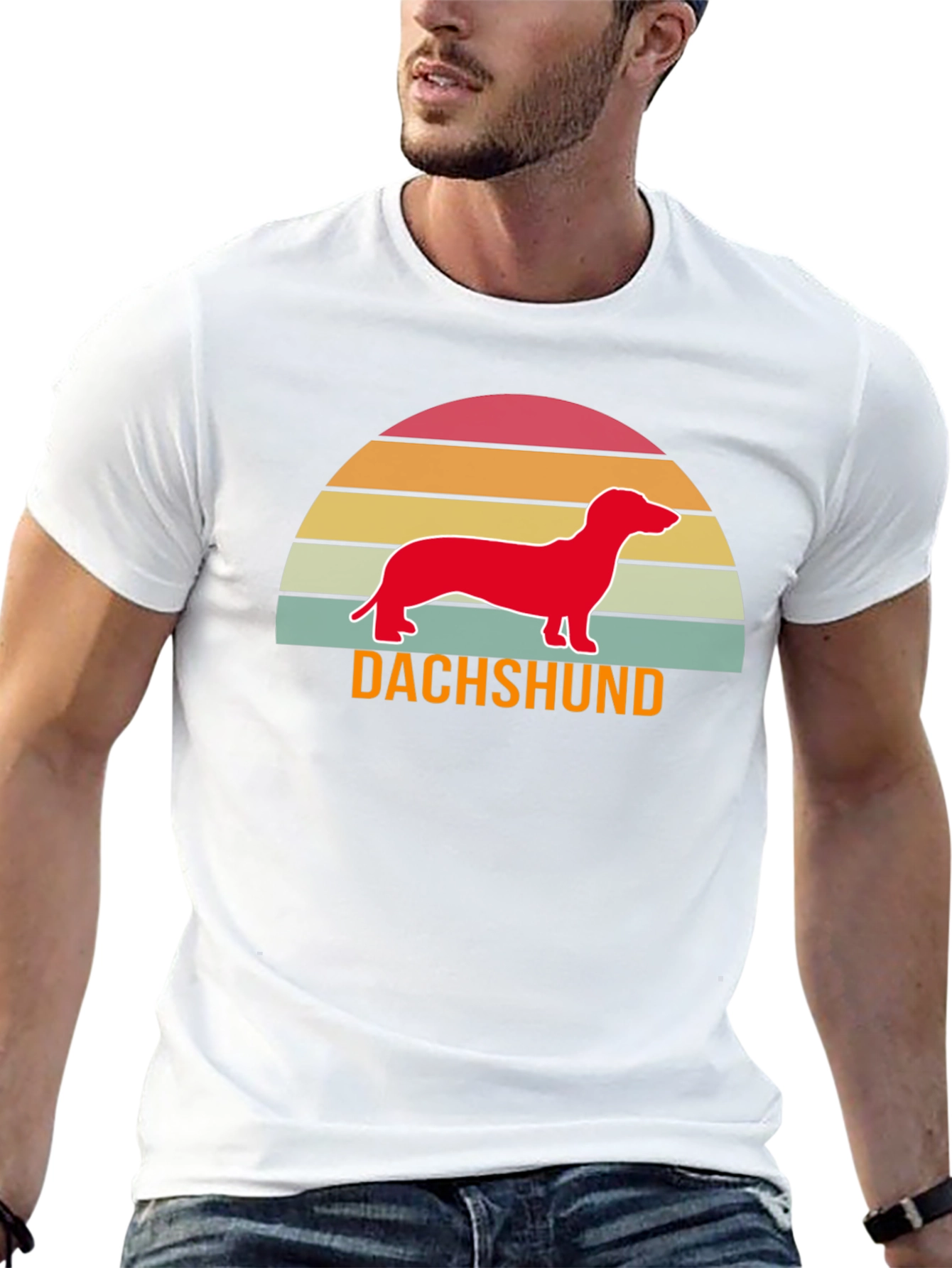 Retro Dachshund T-Shirt - Sunset Wiener Dog Tee - 13