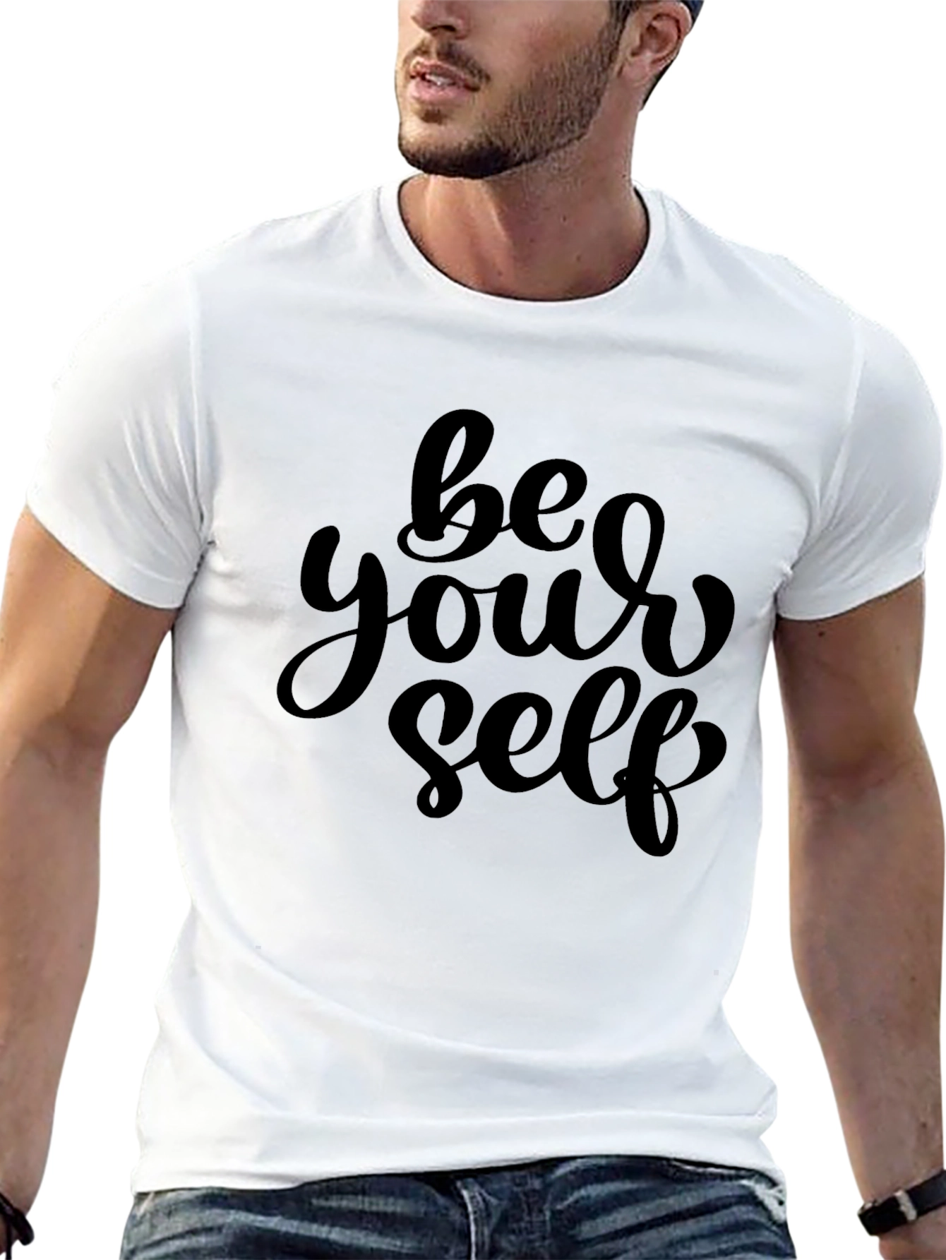 Black Be Yourself Black Graphic Print T-Shirt view 13