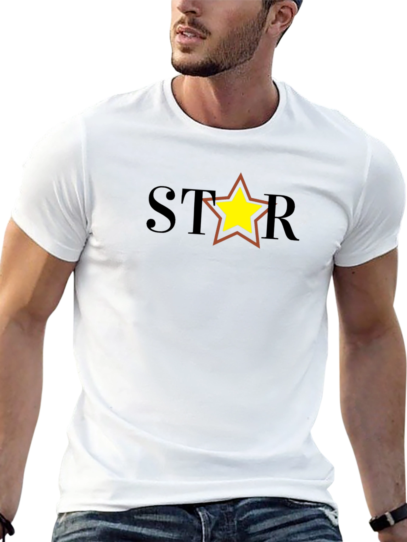 Black Star Graphic Tee - Black Cotton Blend Casual Shirt view 13