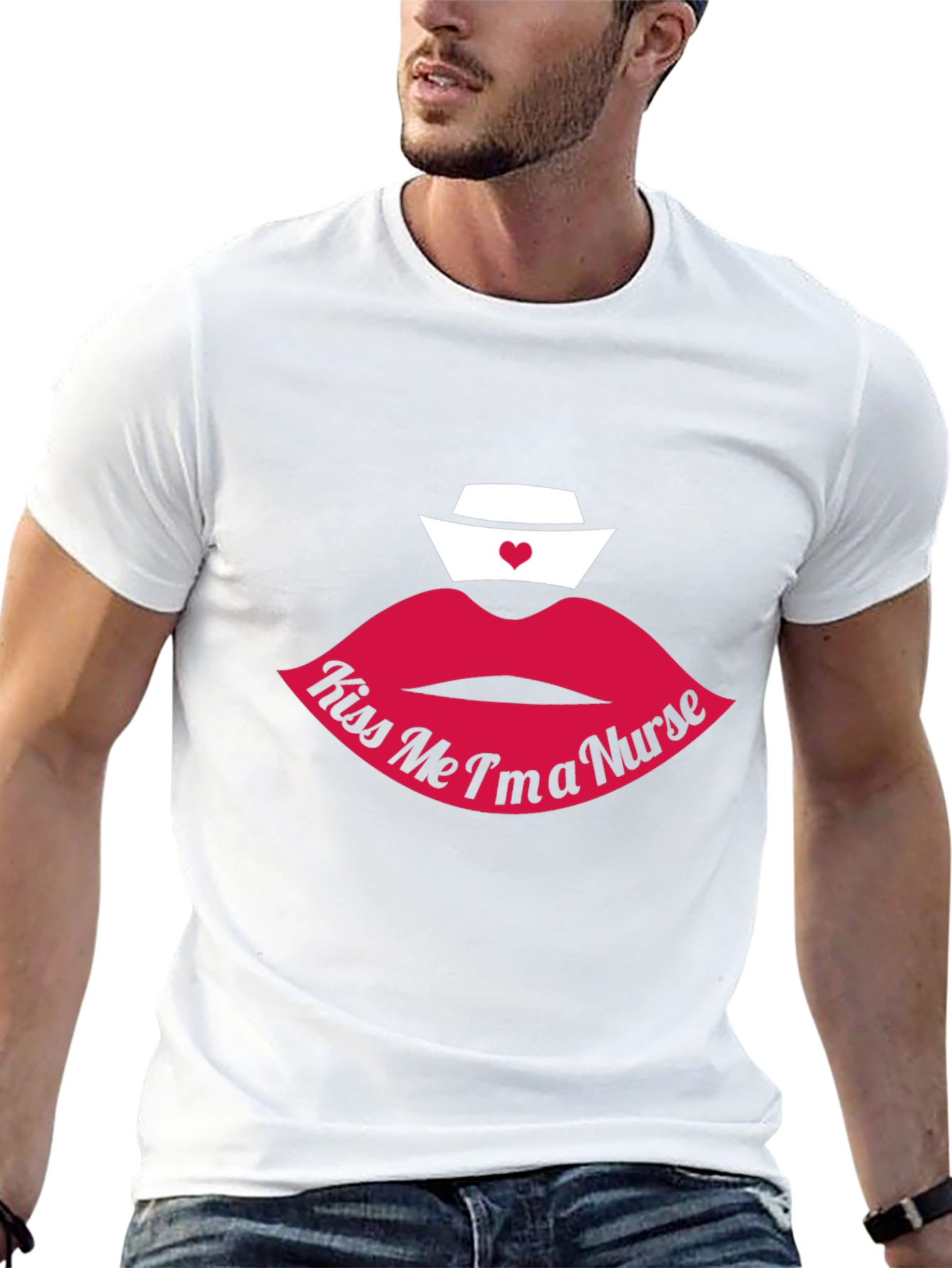 Black Kiss Me I'm A Nurse Lips Graphic T-Shirt view 13