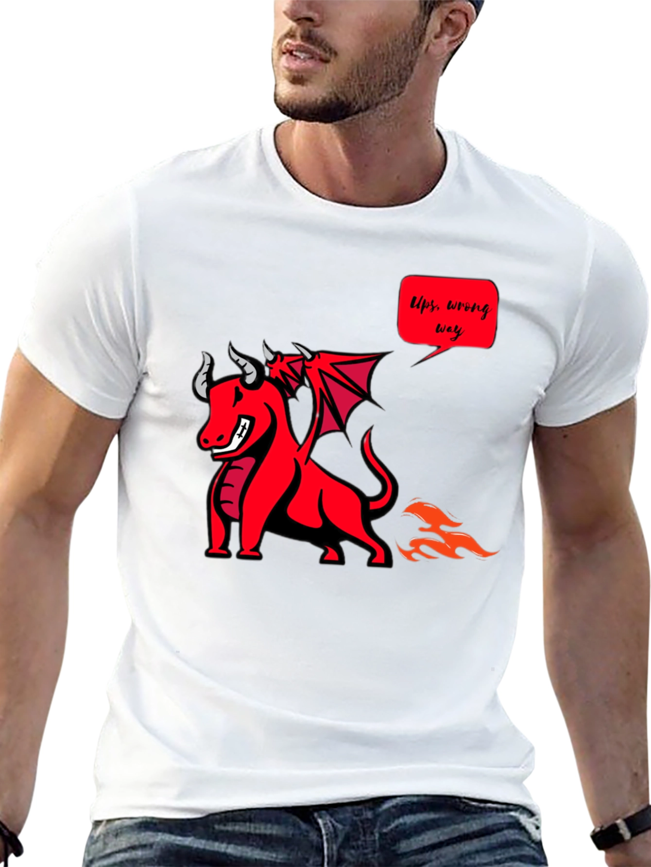 Black Funny Dragon T-Shirt - Ups, Wrong Way! view 13