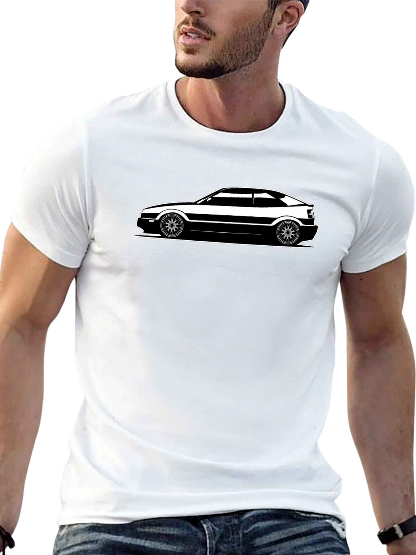 Black Sleek Car Graphic T-Shirt - Modern Design view 13