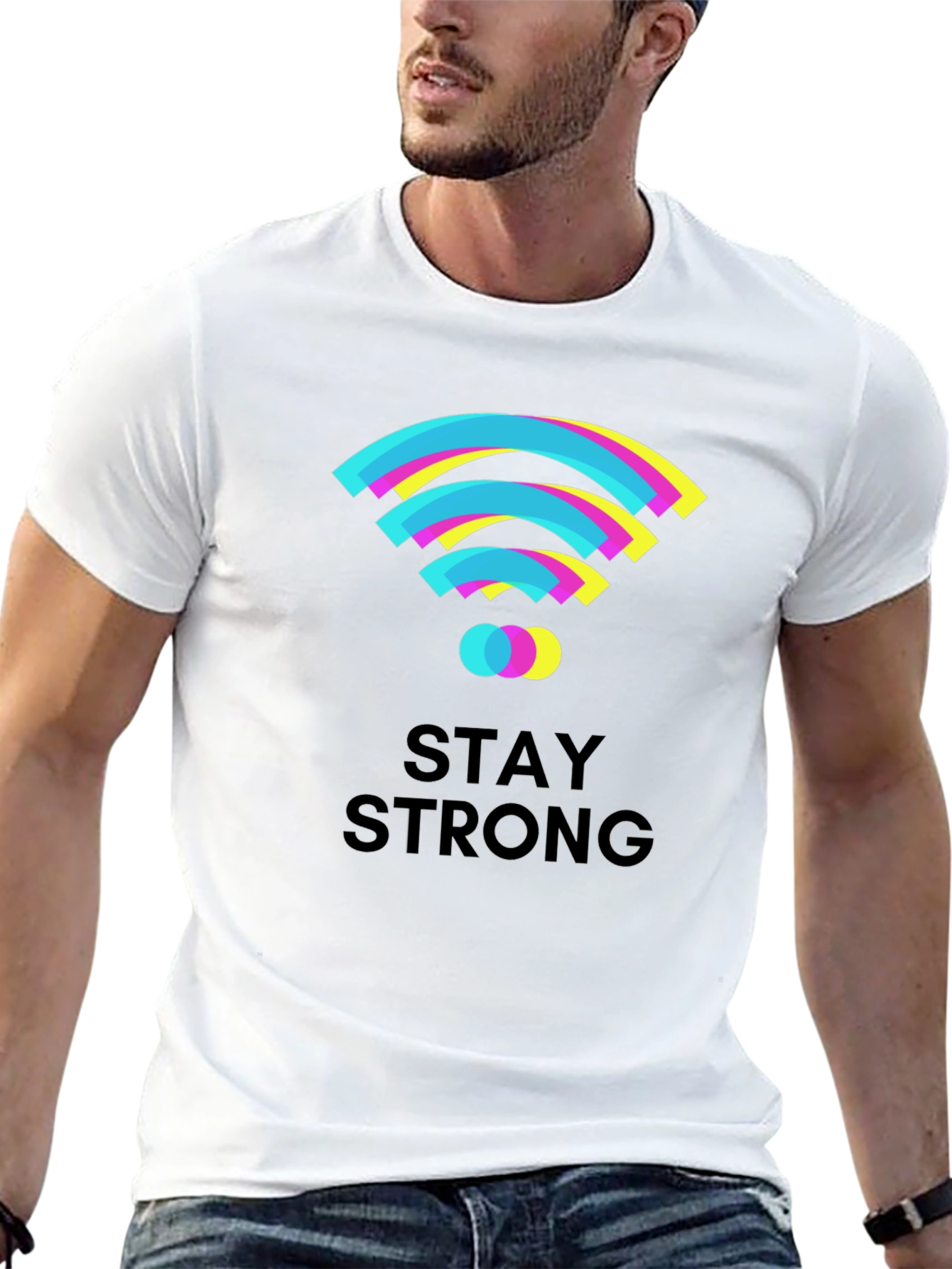 Black Stay Strong Graphic T-Shirt - Black Cotton Tee view 13