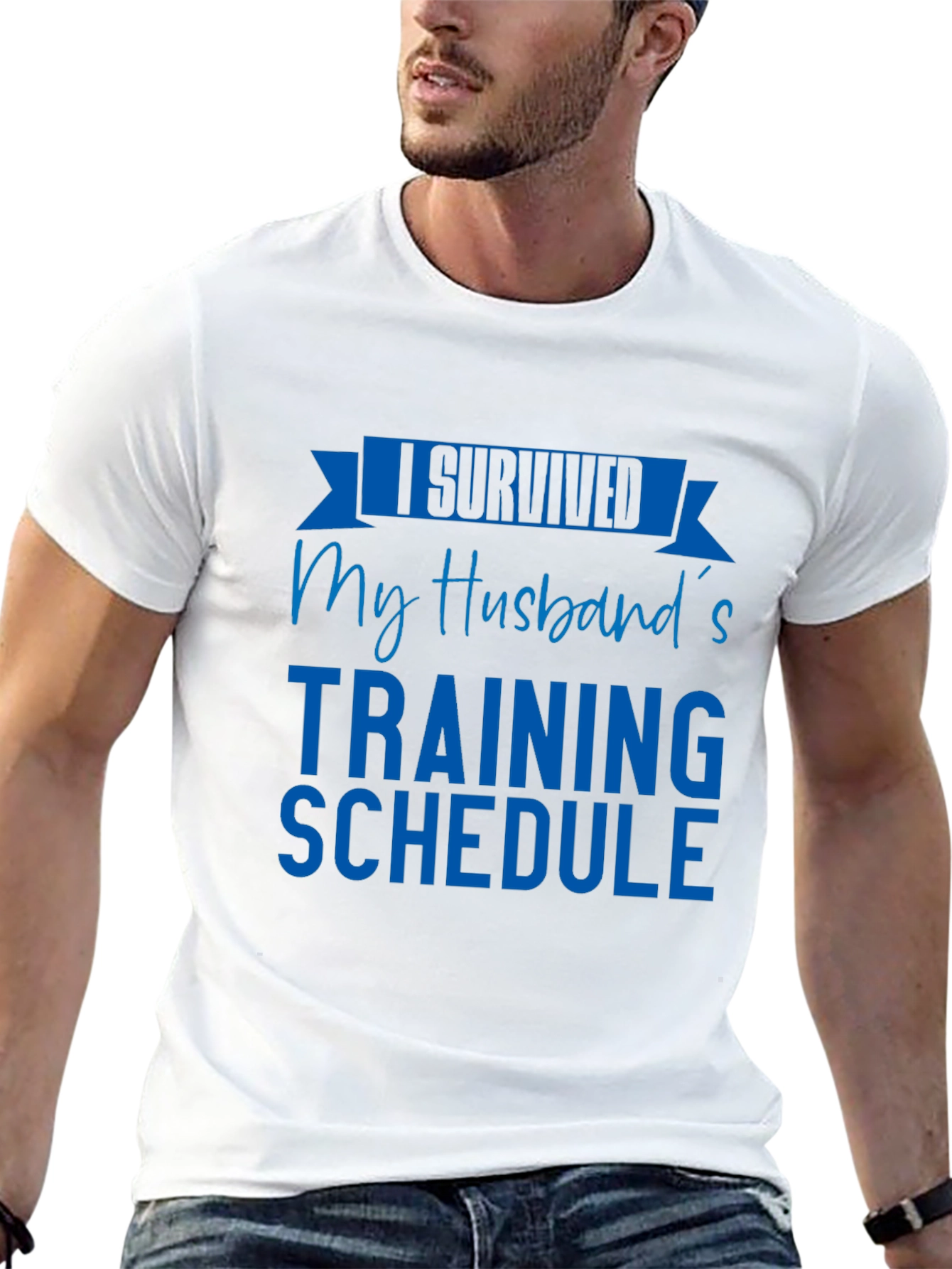 Black I Survived Husband's Training Schedule T-Shirt view 13