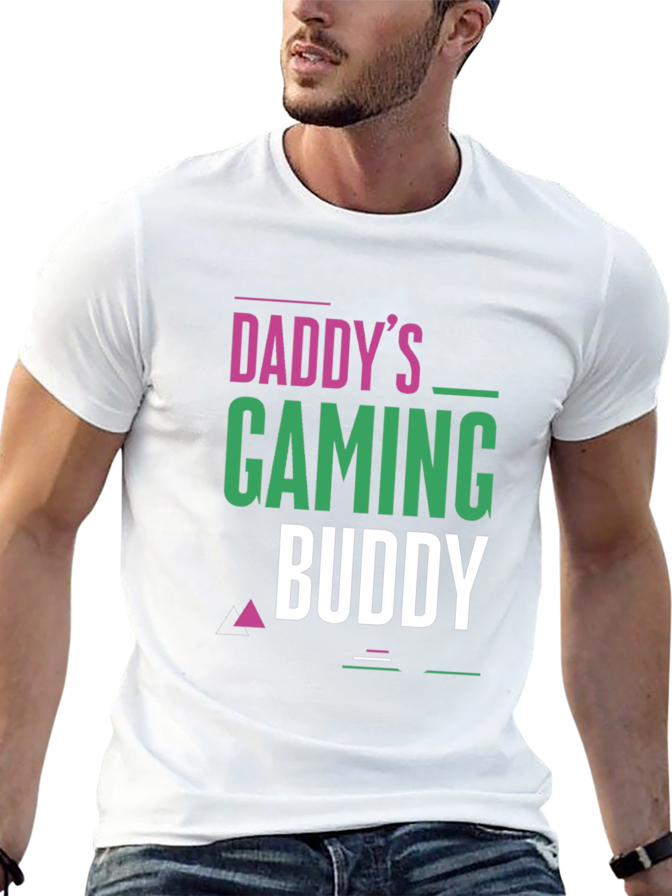 Black Daddy's Gaming Buddy Black T-Shirt view 13