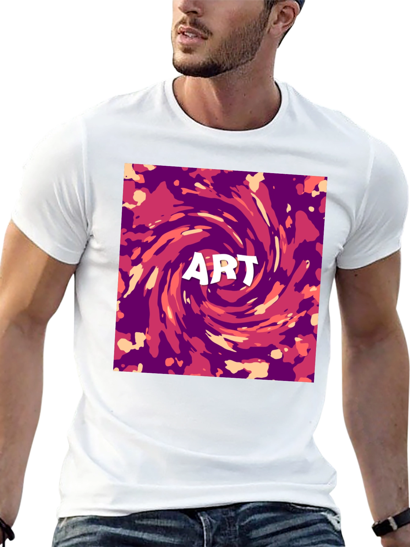 Black Abstract Art Swirl Graphic Print T-Shirt view 13