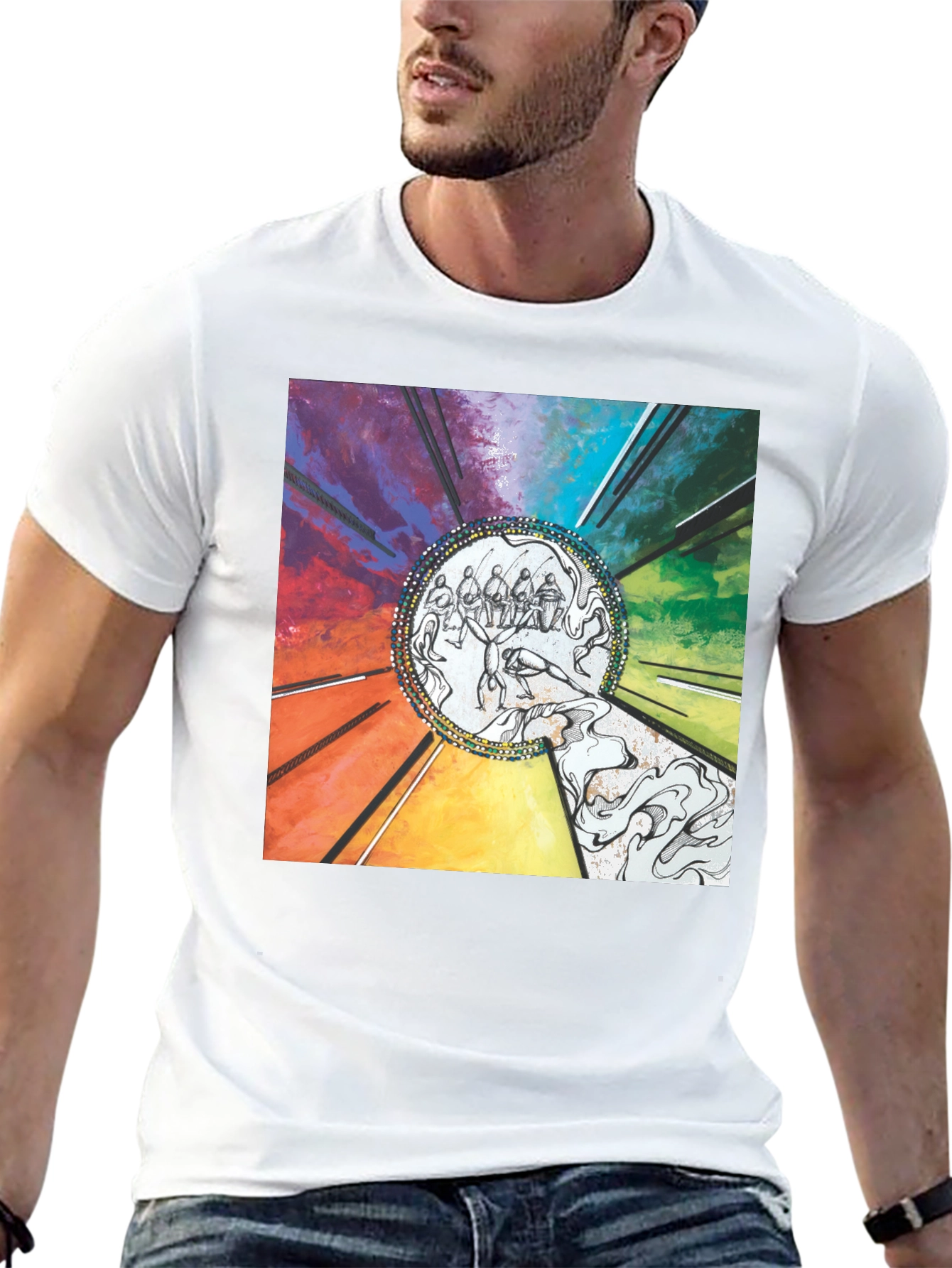 Black Colorful Graphic Print Black T-Shirt view 13