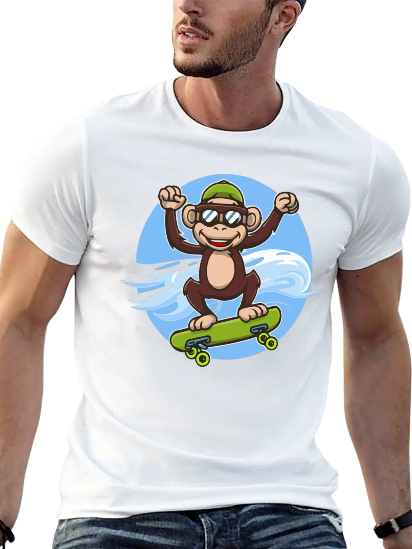 Black Monkey Skateboarder T-Shirt - Cool Graphic Tee view 13