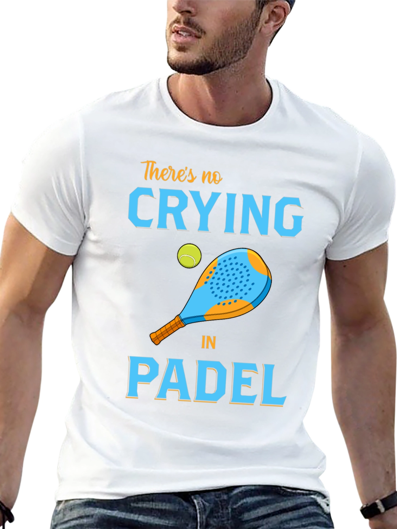 Black Funny Padel T-Shirt - No Crying in Padel view 13