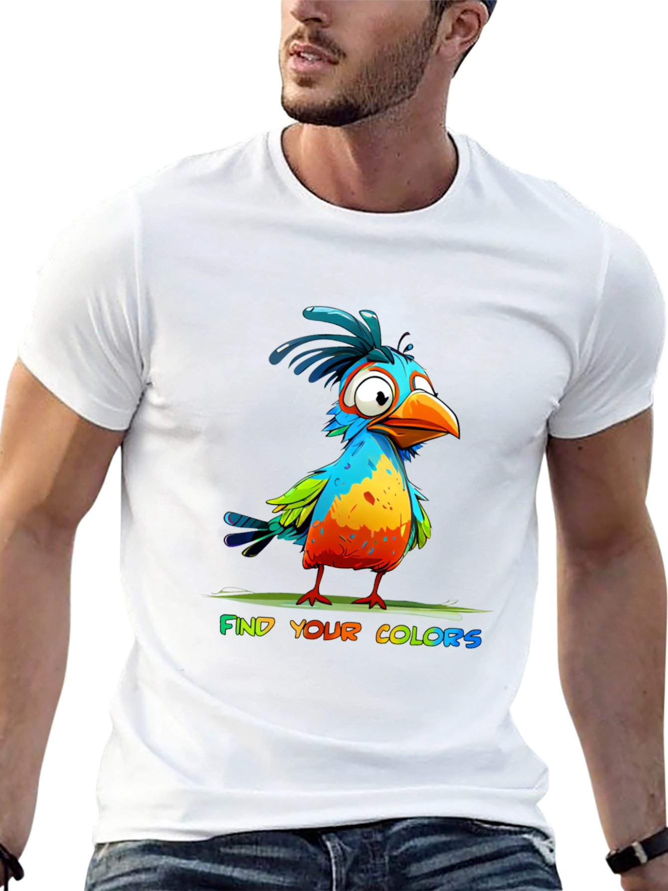 Black Colorful Cartoon Bird T-Shirt - Find Your Colors view 13