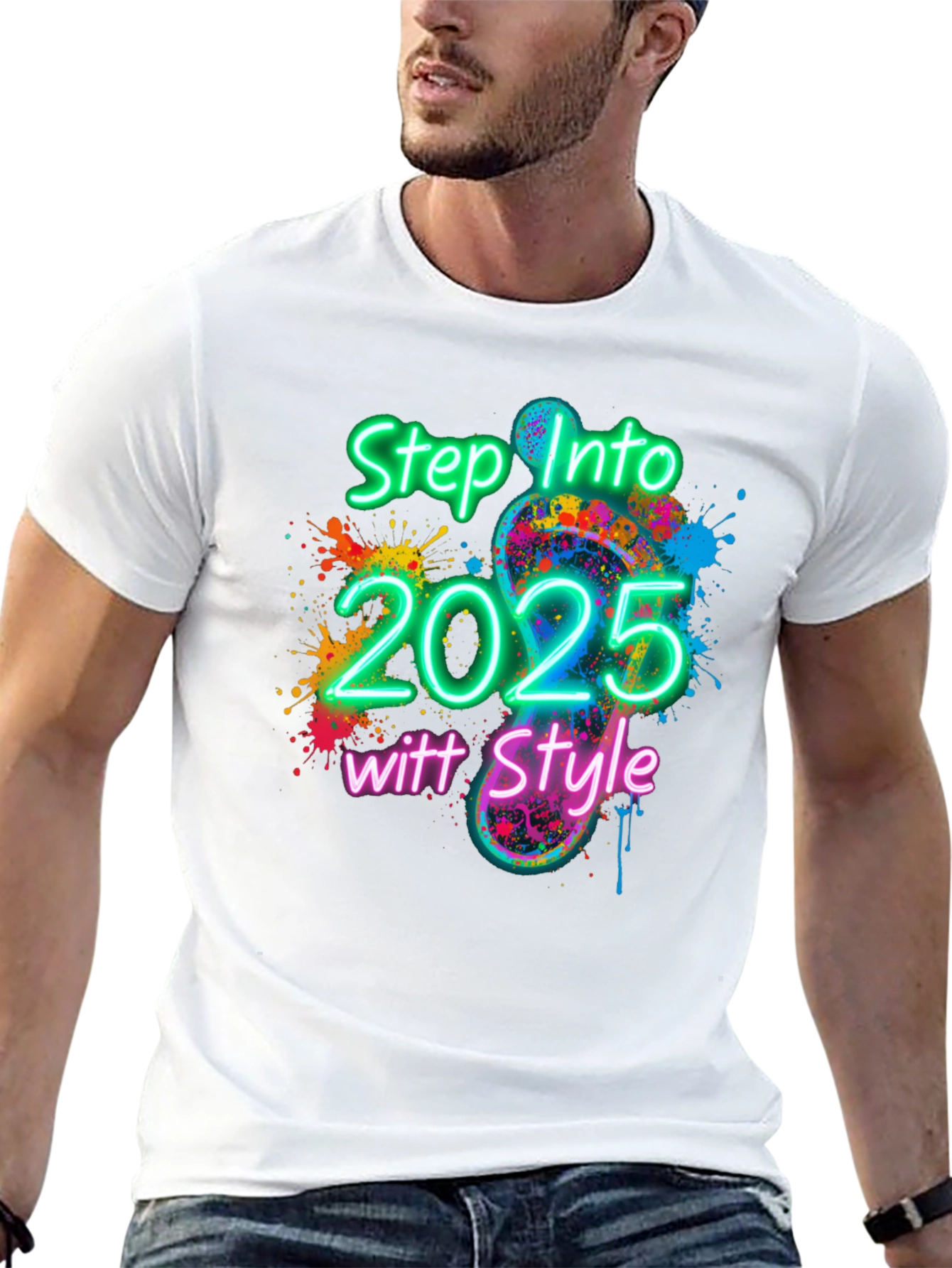 Black Step Into 2025 with Style T-Shirt view 13
