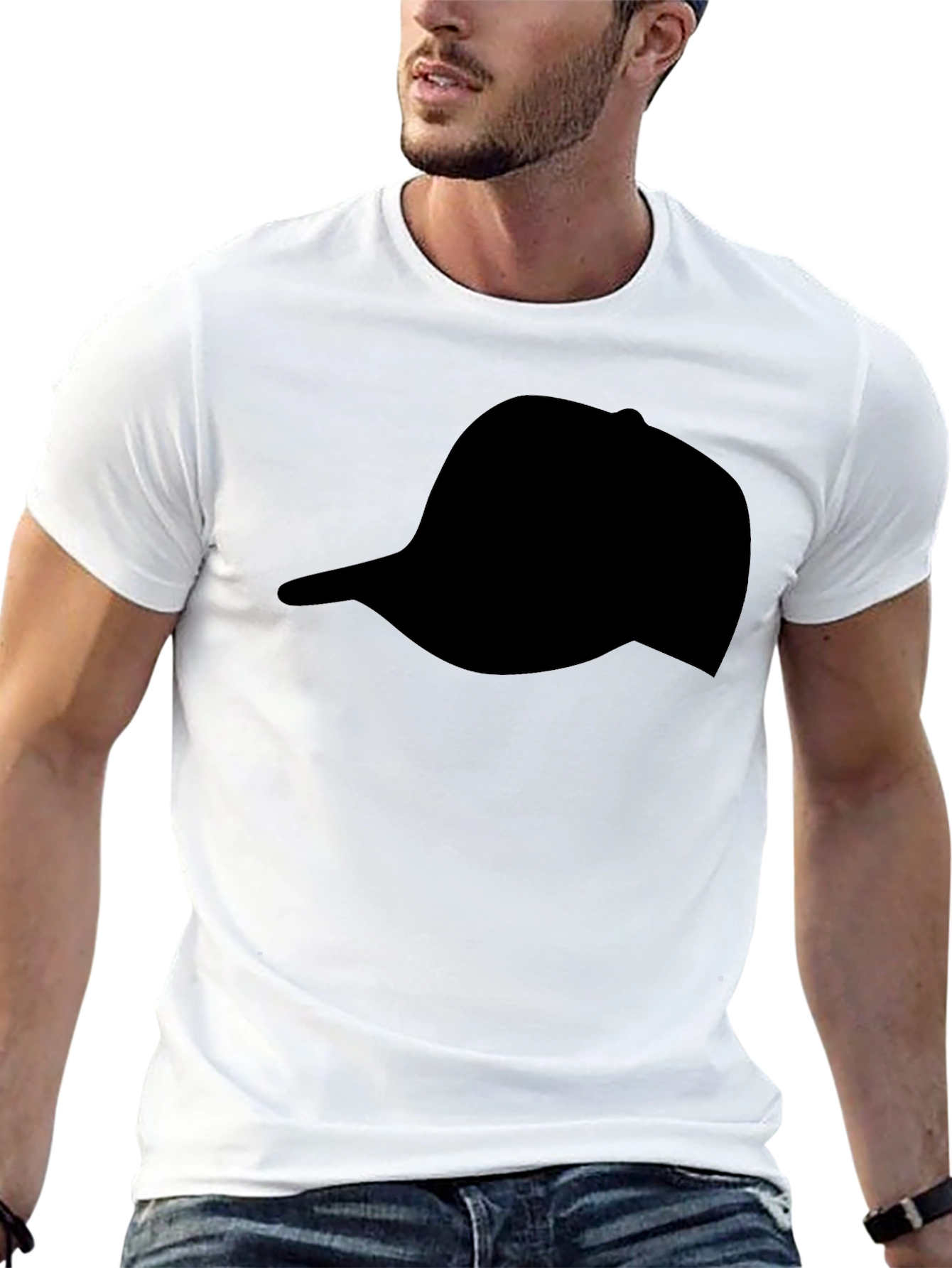 Black Black Hat Silhouette T-Shirt | Casual Graphic Tee view 13