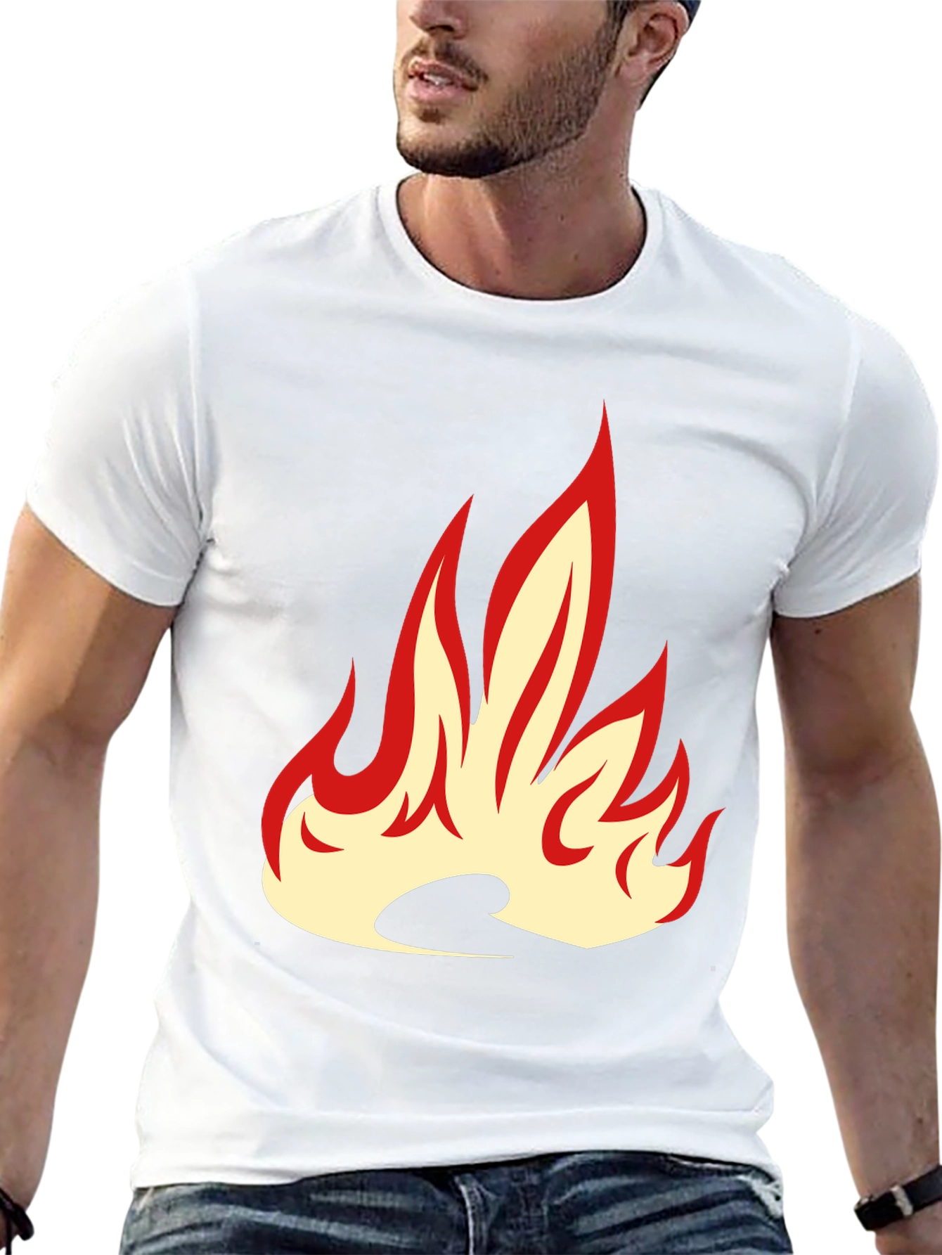 Black Fiery Flame Graphic Tee - Bold Black T-Shirt view 13