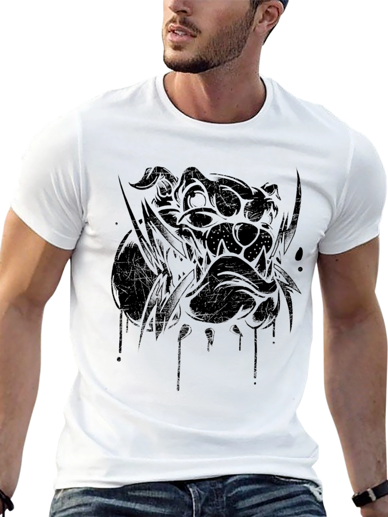Black Graphic Bulldog Tee - Men's Black T-Shirt view 13