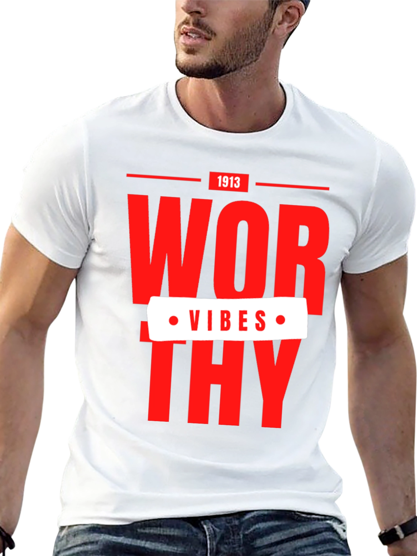 Black Worthy Vibes 1913 Graphic T-Shirt view 13