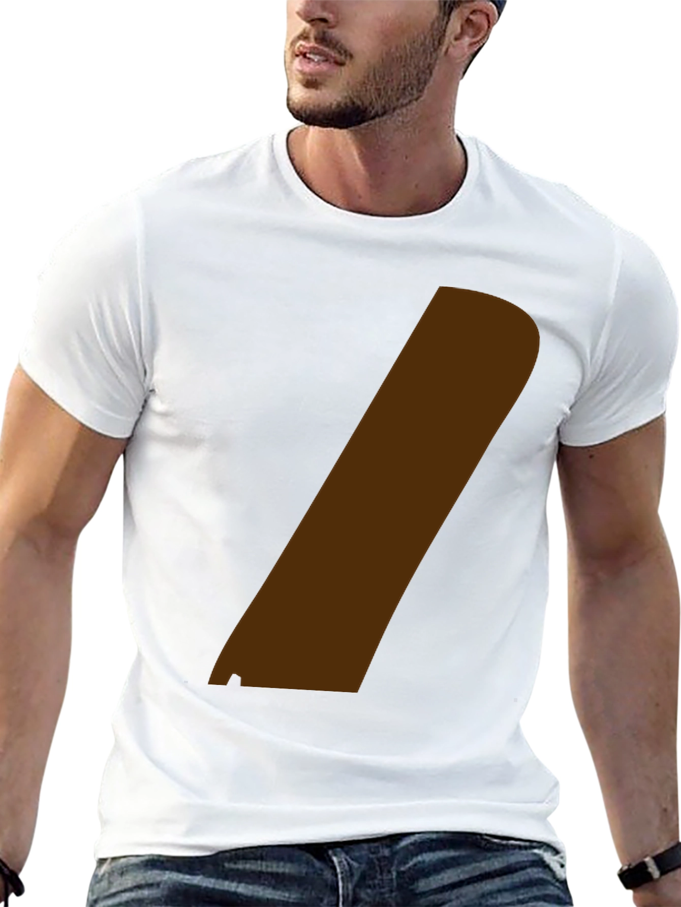 Black Modern Graphic Tee - Black with Brown Stripe view 13