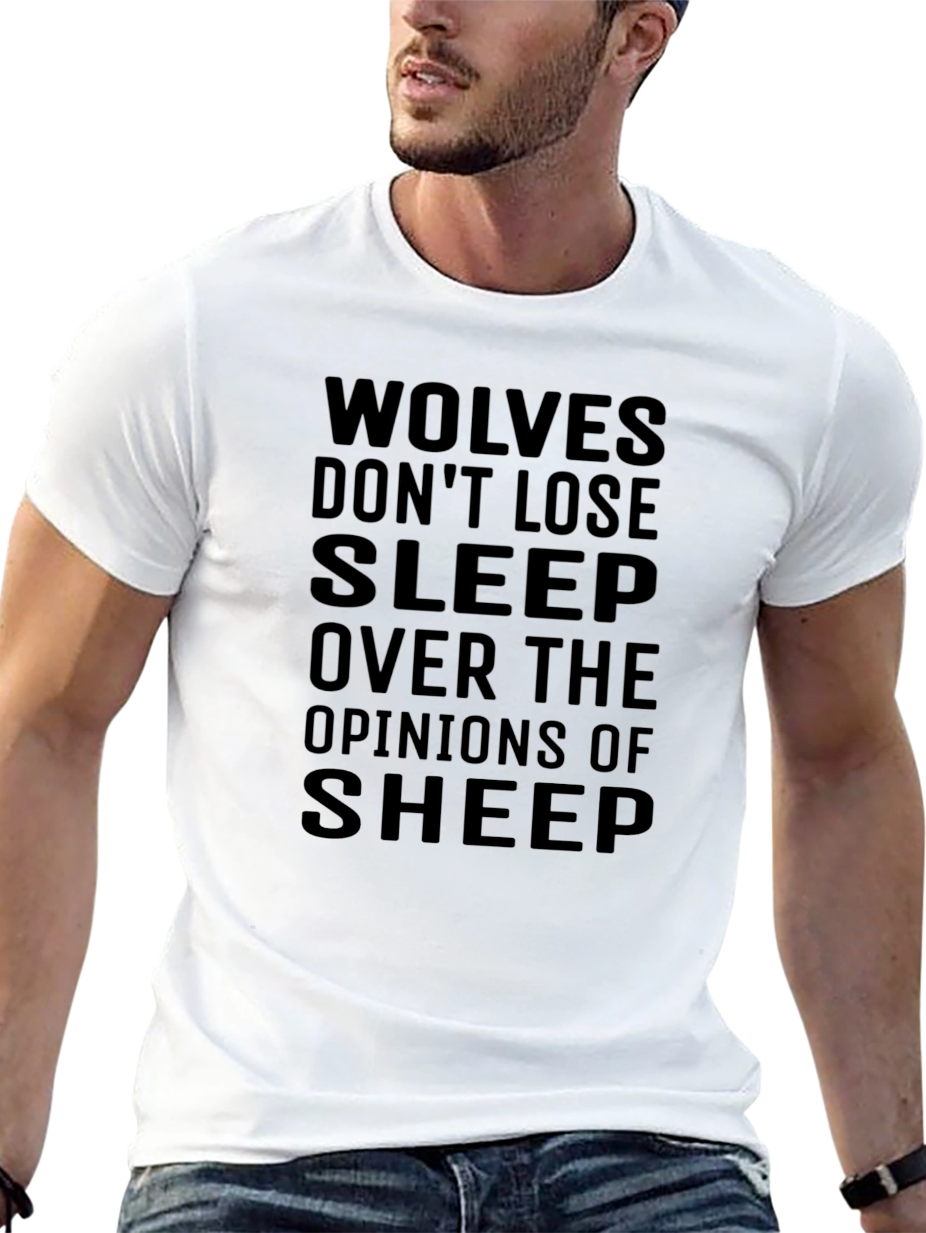 Black Wolves Don't Lose Sleep T-Shirt - Black view 13
