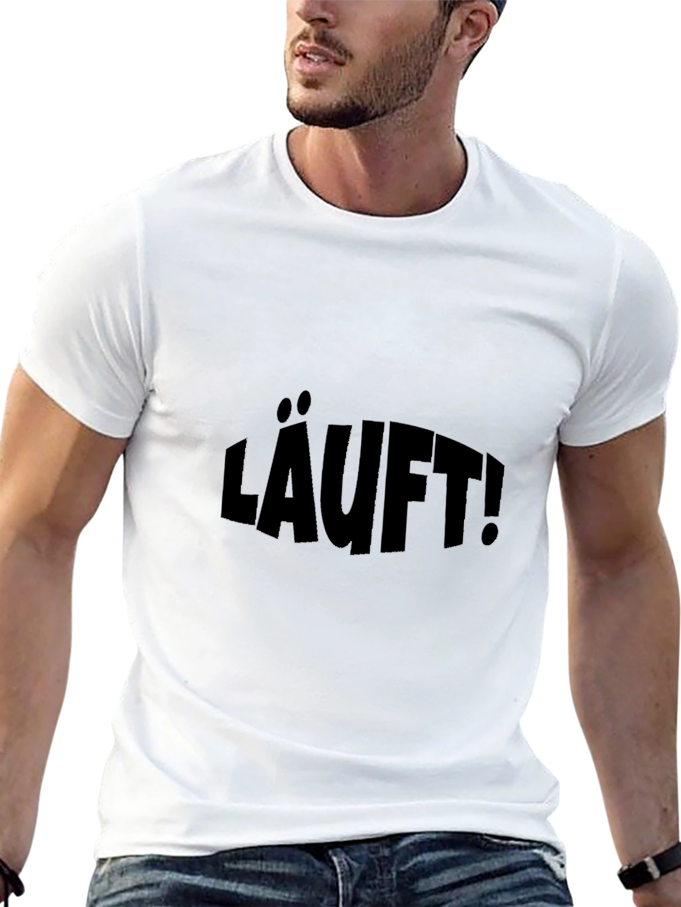Black LÄUFT! Black Graphic T-Shirt - Funny German Slogan view 13