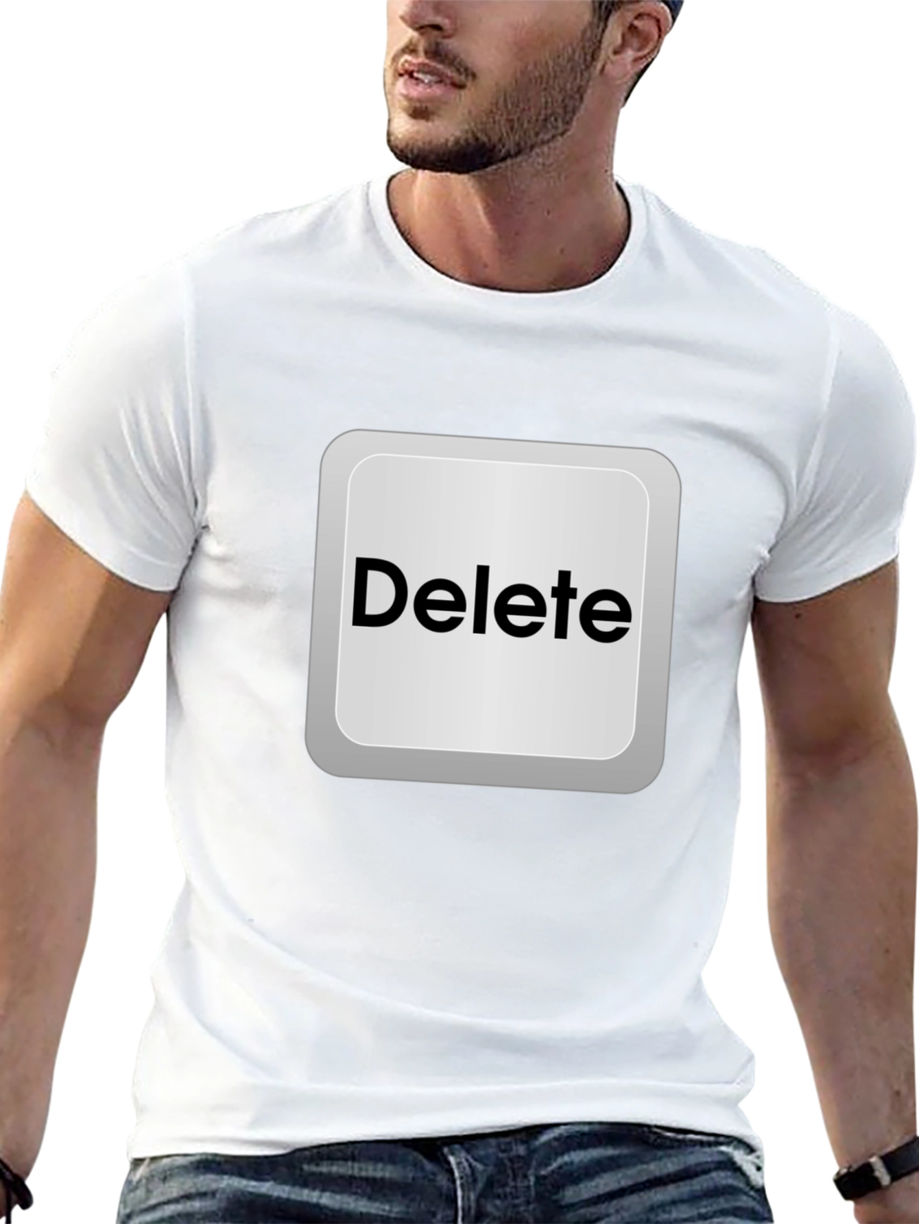 Black Delete Button Graphic Tee - Novelty Design view 13