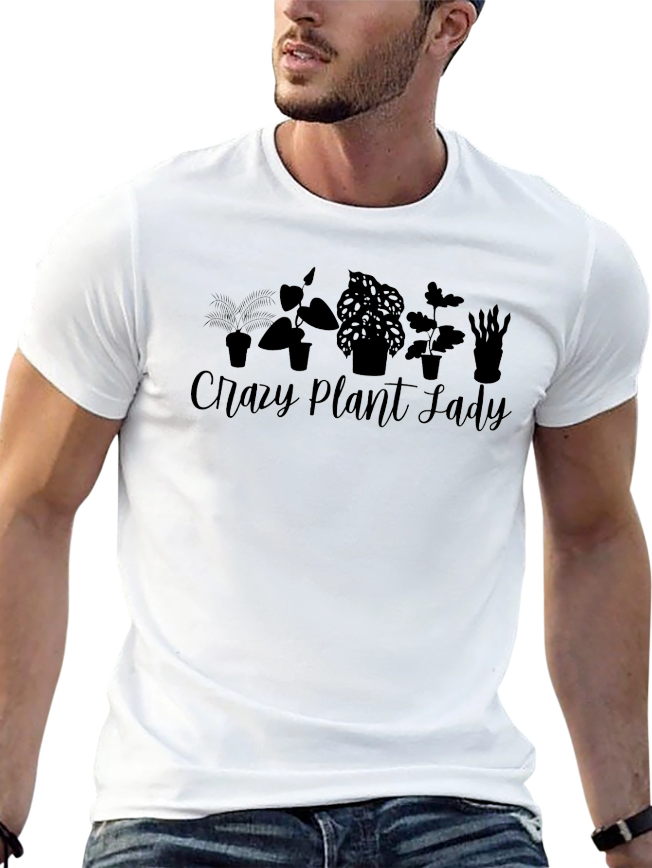 Black Crazy Plant Lady Graphic Tee - Black view 13