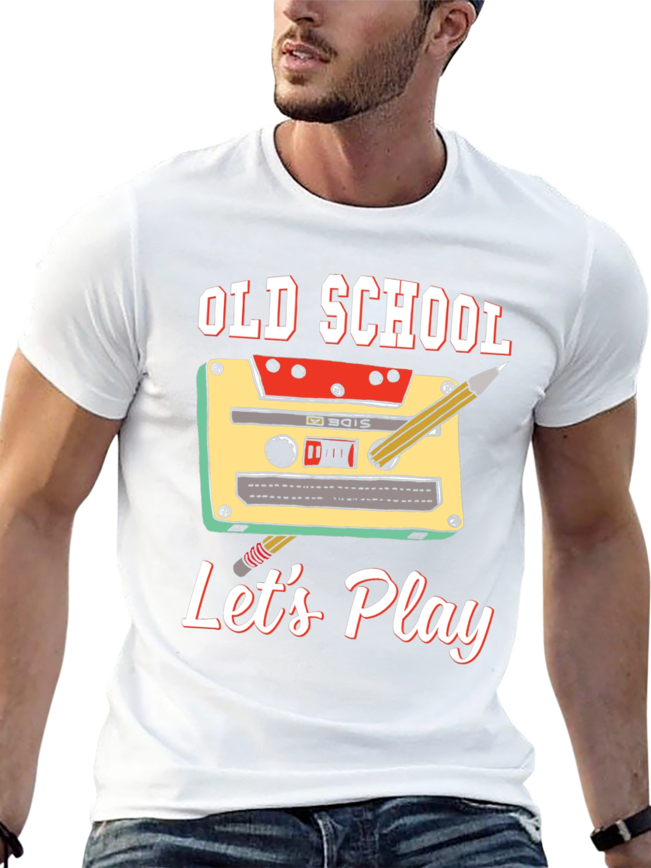 Black Old School Let's Play Graphic Tee view 13
