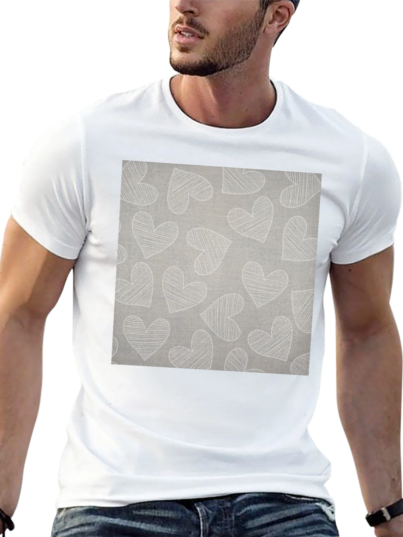 Black Heart Pattern Graphic Tee view 13