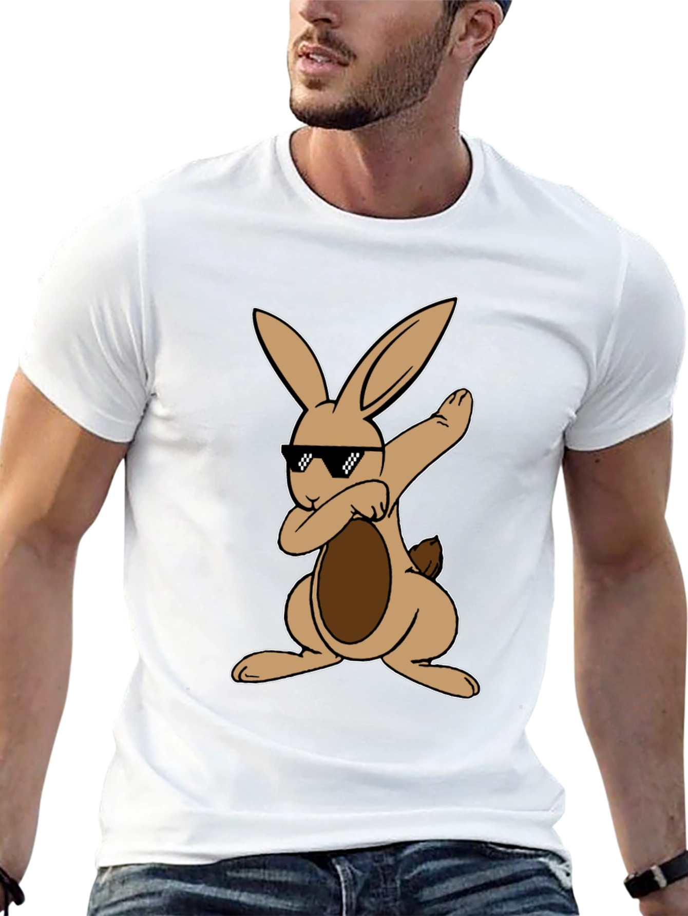 Black Dabbing Easter Bunny T-Shirt view 13