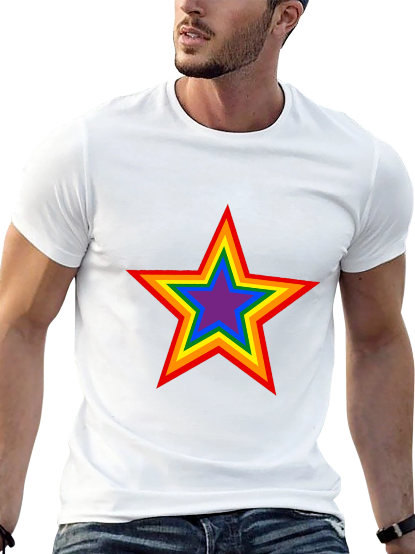Black Rainbow Star Graphic Black T-Shirt view 13