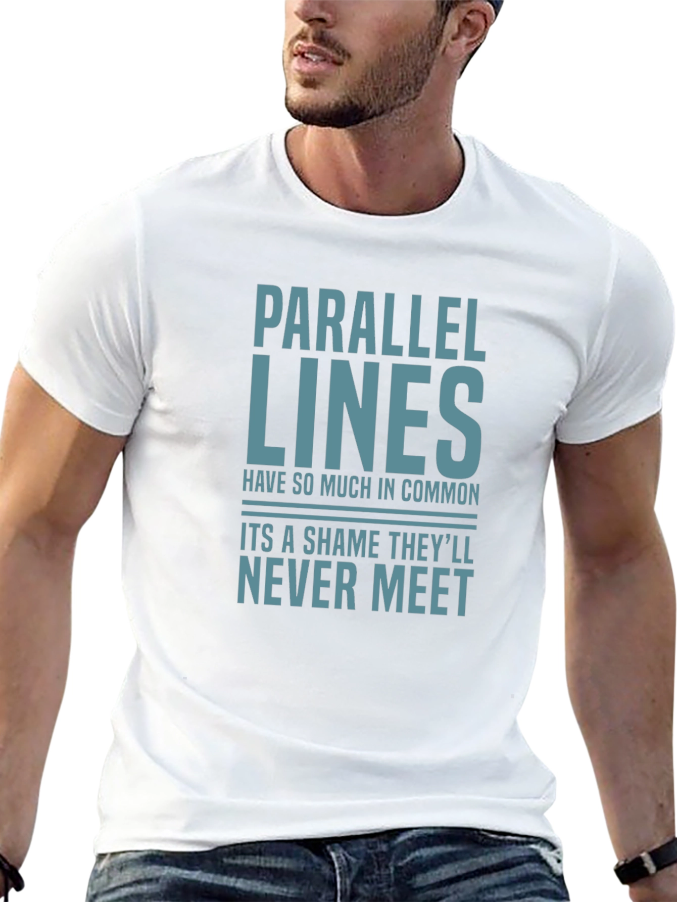 Black Parallel Lines Funny Graphic T-Shirt view 13