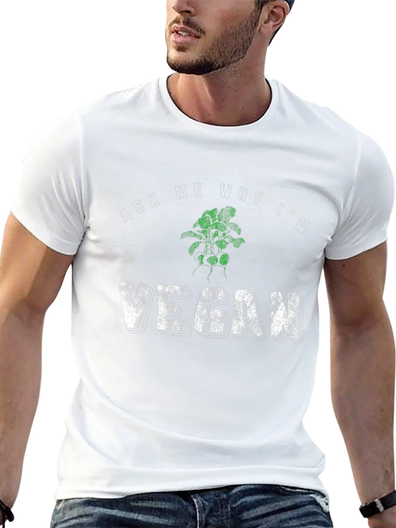 Black Ask Me Why I'm Vegan Graphic Tee - Black view 13