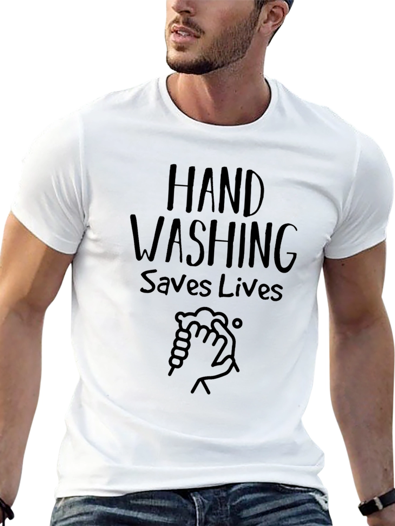 Black Hand Washing Saves Lives Graphic T-Shirt view 13