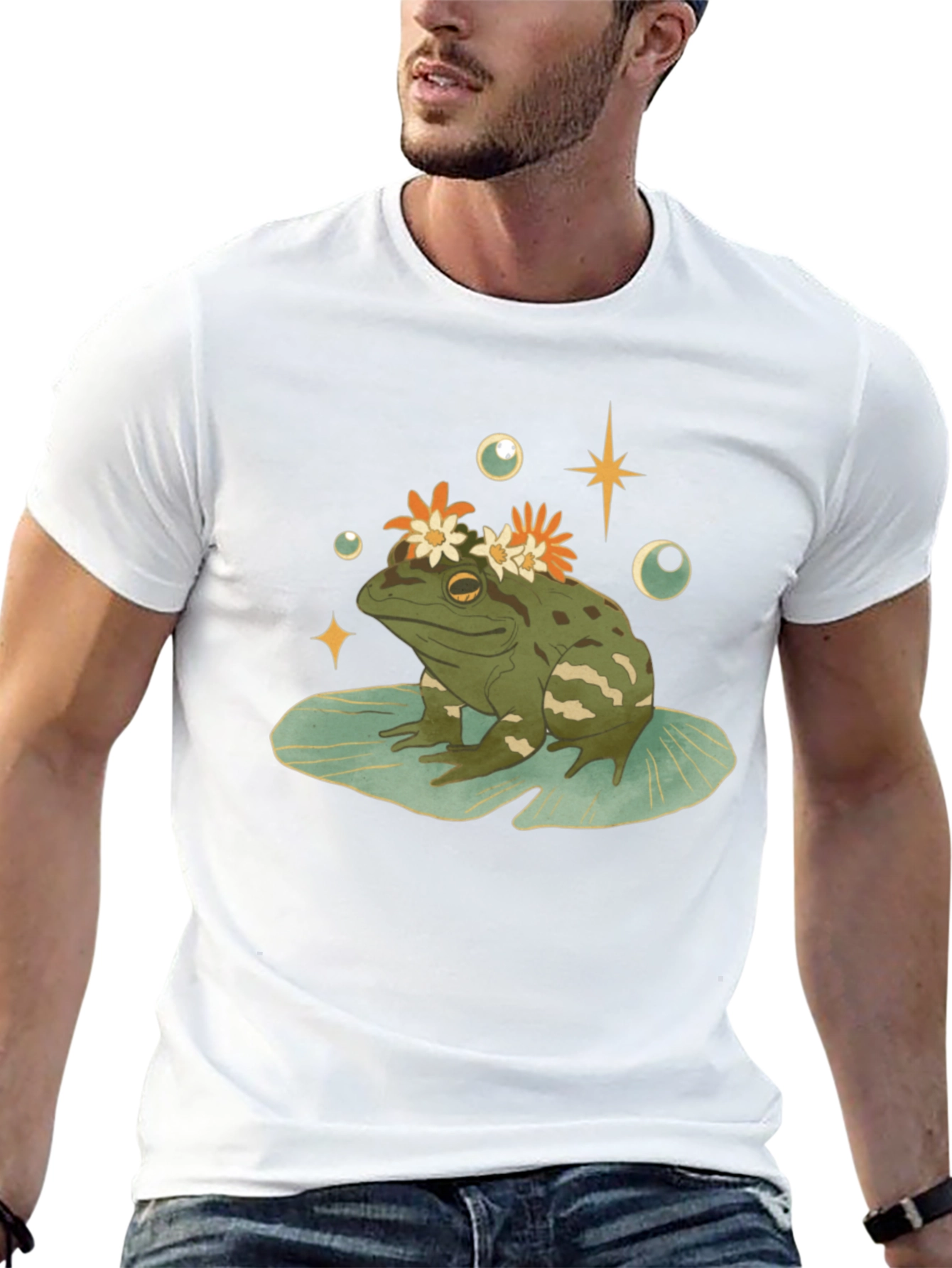 Frog With Flowers Graphic T-Shirt - 13