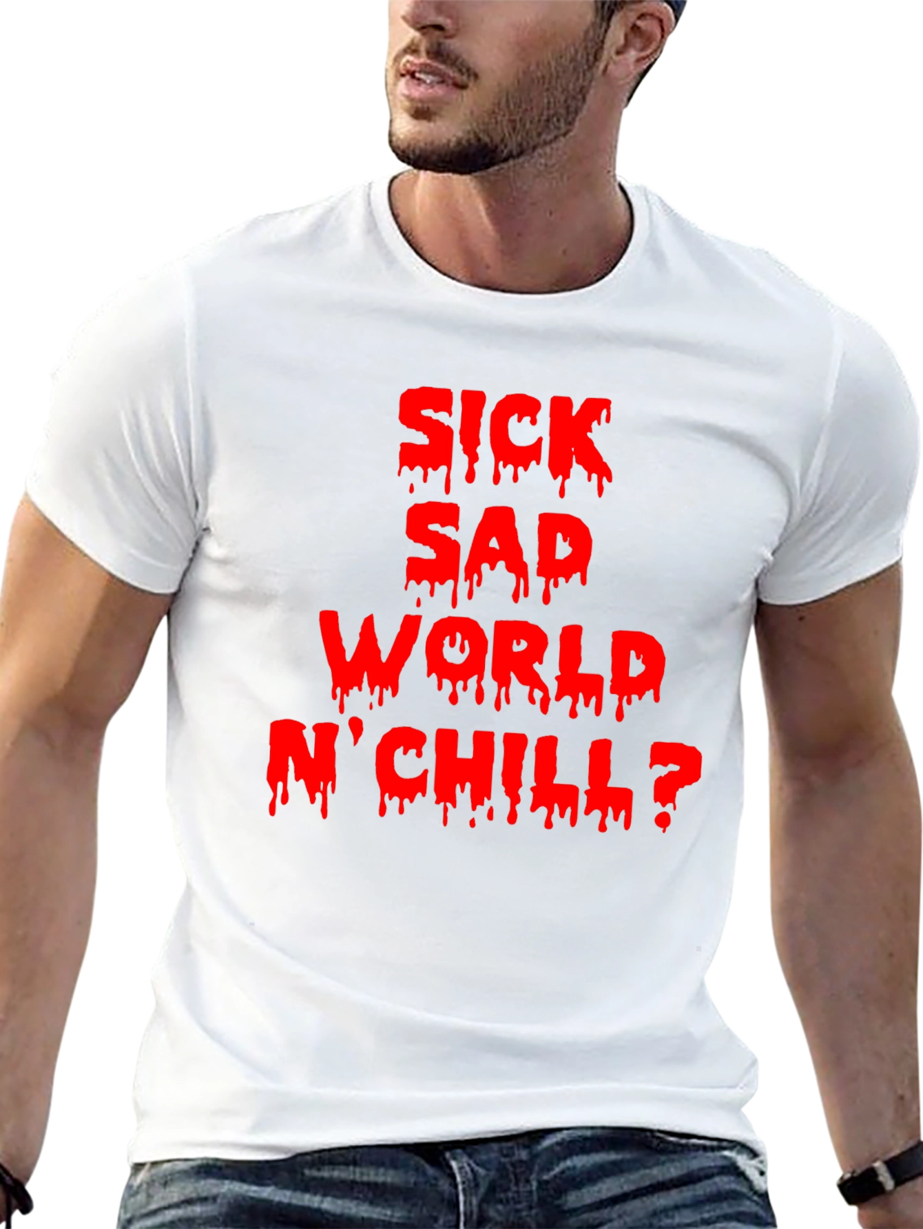 Black Sick Sad World N'Chill? Graphic Tee - Black view 13