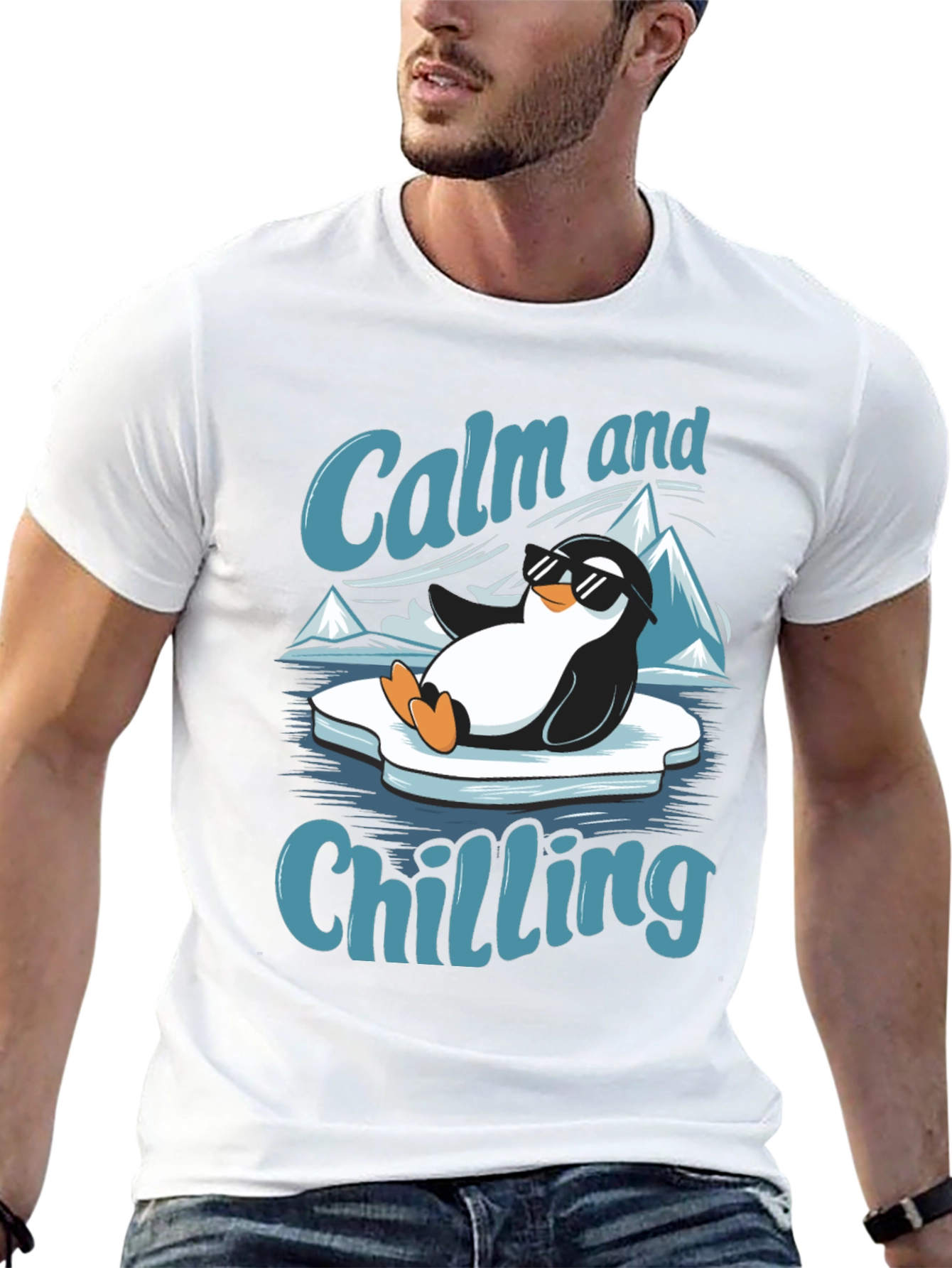 Black Calm and Chilling Penguin T-Shirt view 13