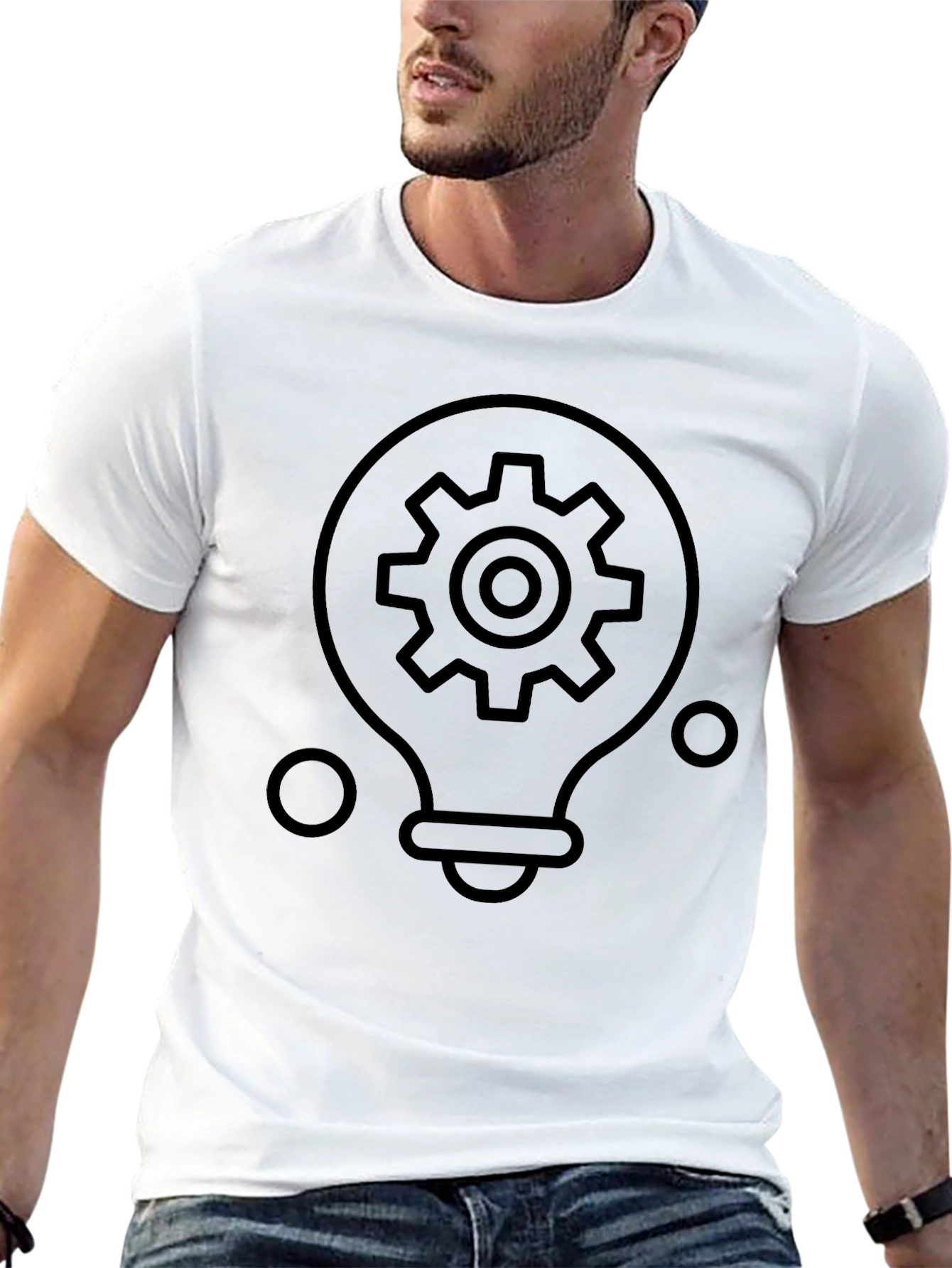 Black Gear Bulb Graphic Tee - Innovation T-Shirt view 13